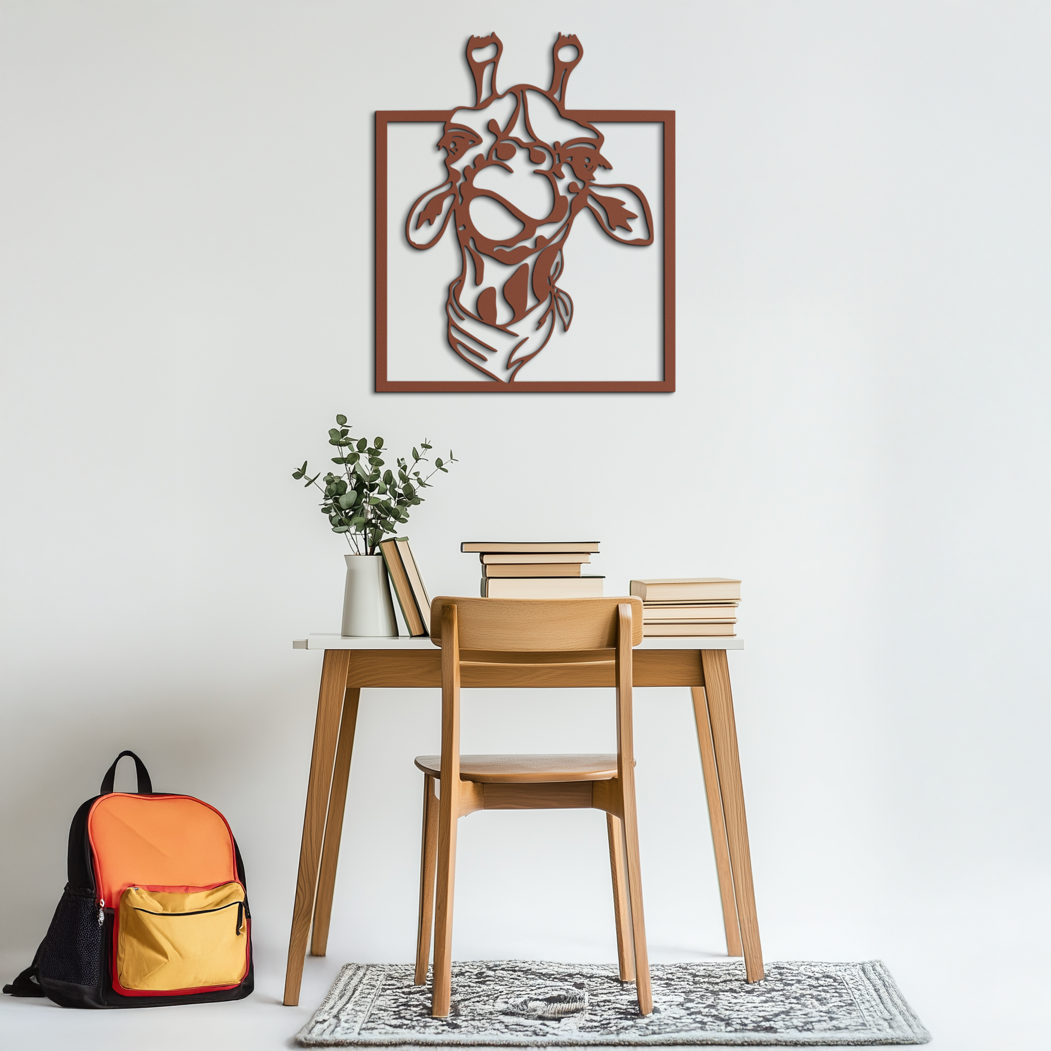 Giraffe Metal Wall Art - Playful Safari Animal Decor- KAF165