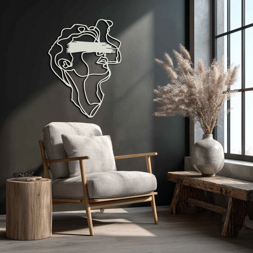 Blindfolded Men Metal Wall Art - Abstract Minimalist Line Art Decor- KAF170