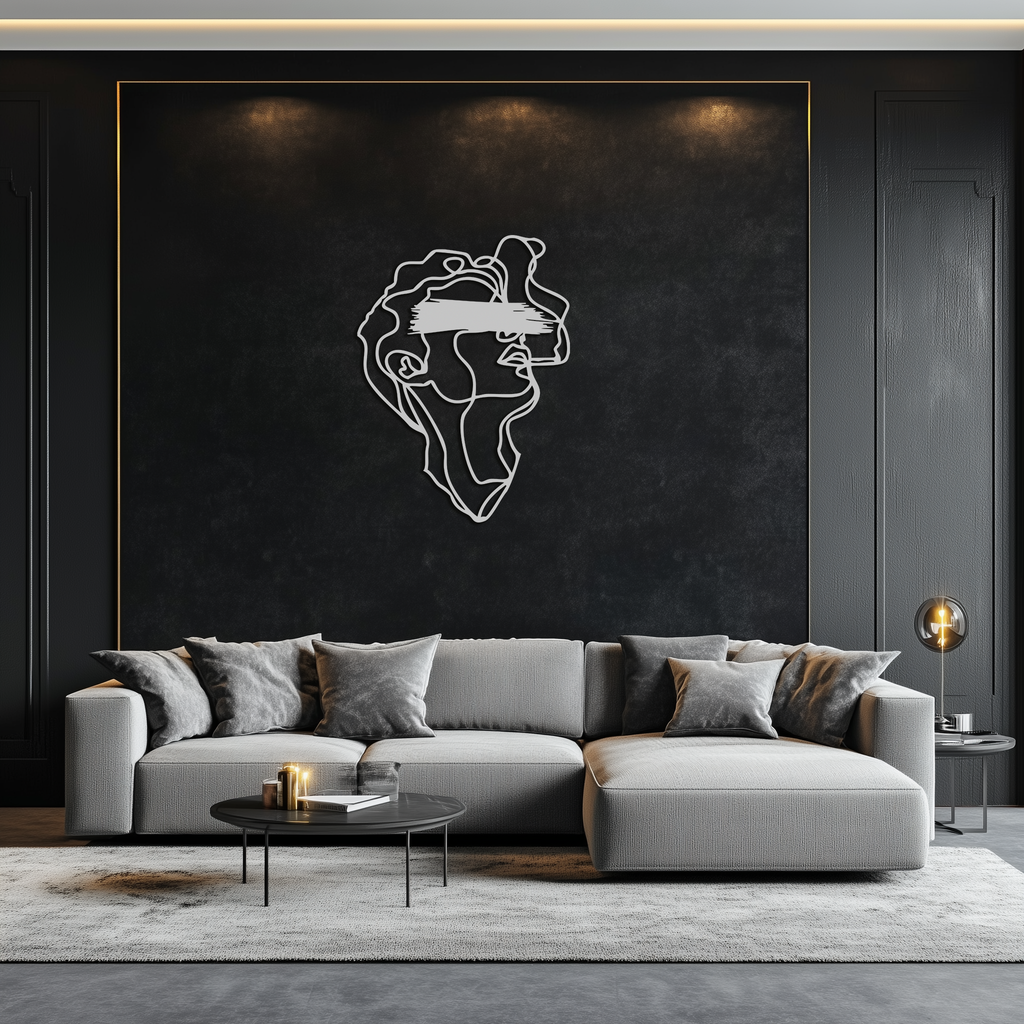 Blindfolded Men Metal Wall Art - Abstract Minimalist Line Art Decor- KAF170