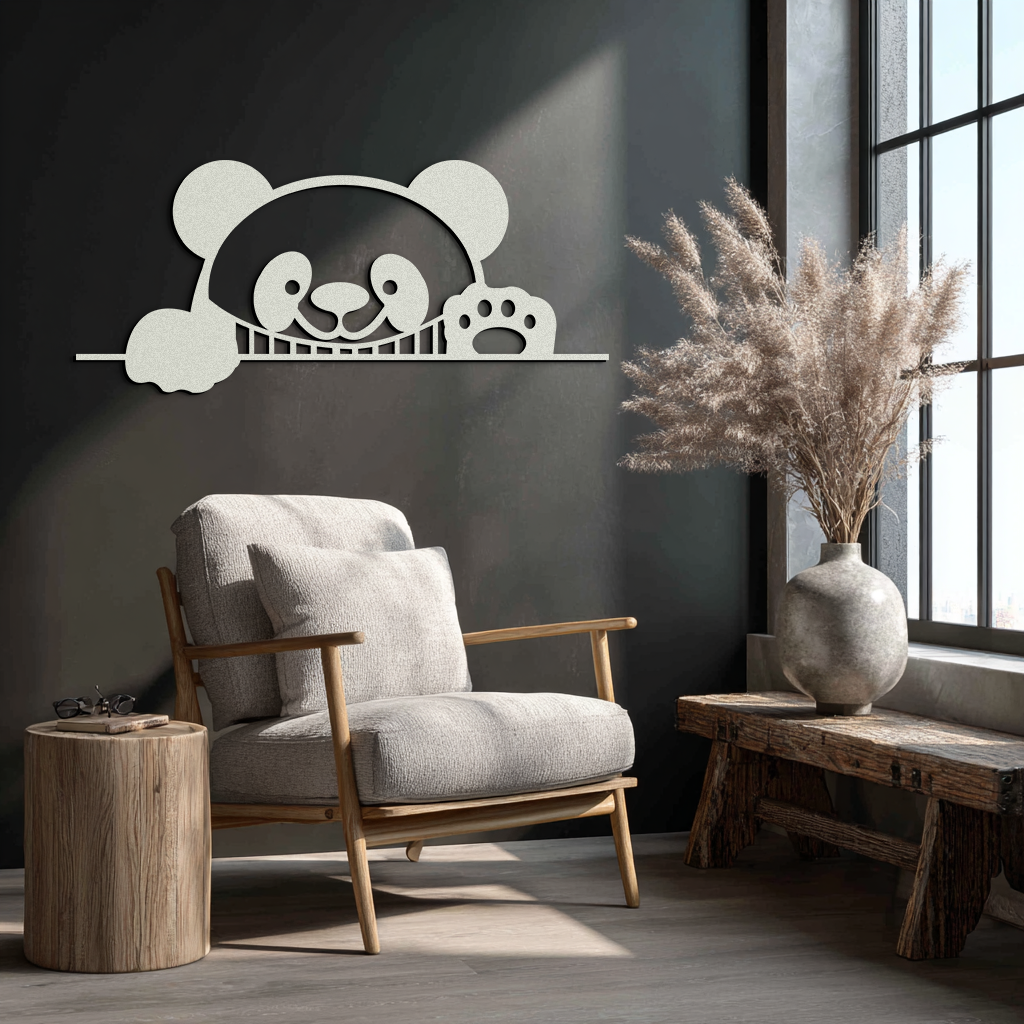 Panda Metal Wall Art - Cute Geometric Panda Decor- KAF181