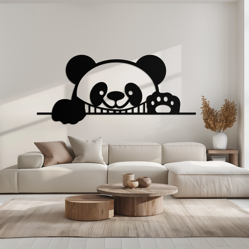 Panda Metal Wall Art - Cute Geometric Panda Decor- KAF181