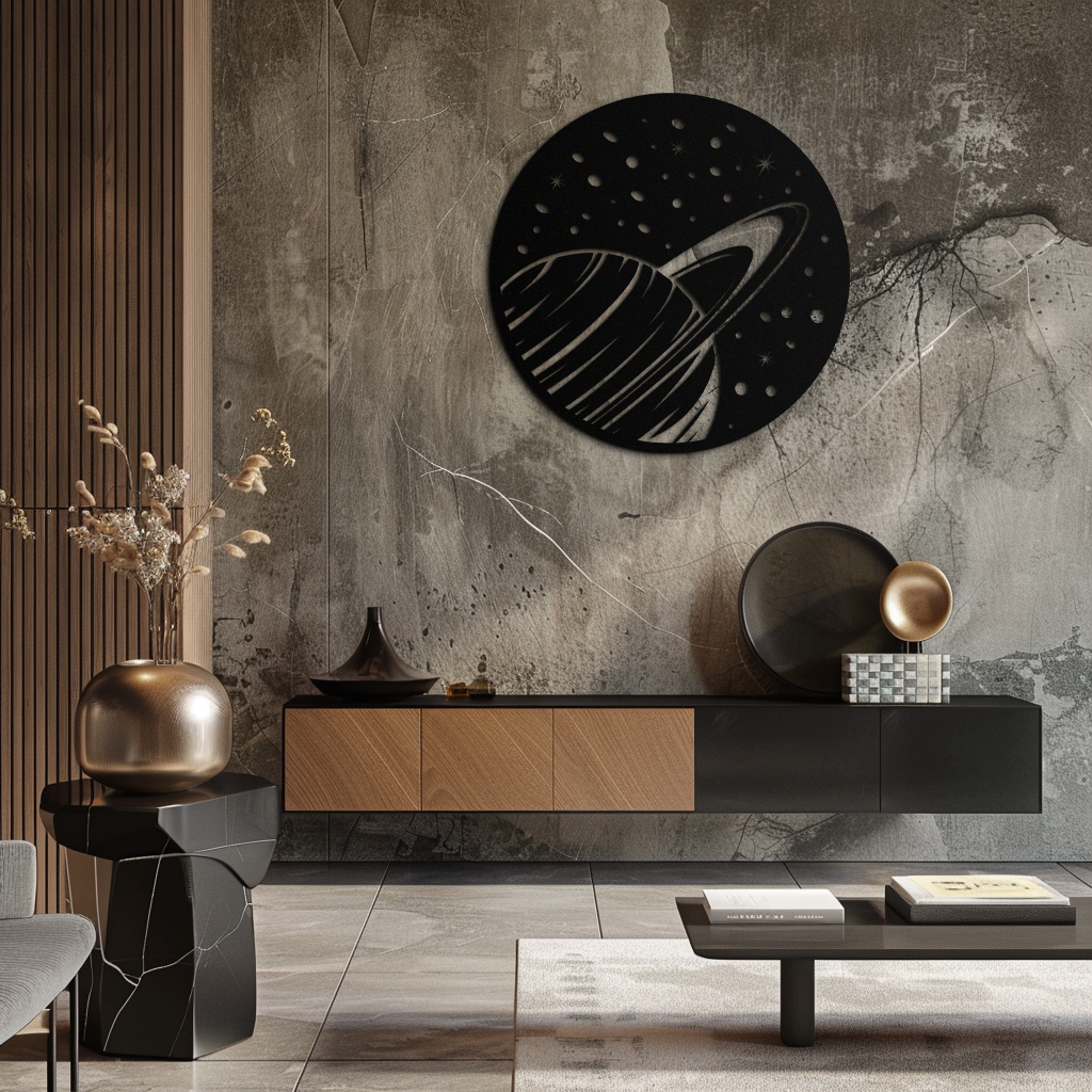 Saturn Planet Metal Wall Art - Cosmic Space Decor- KAF187