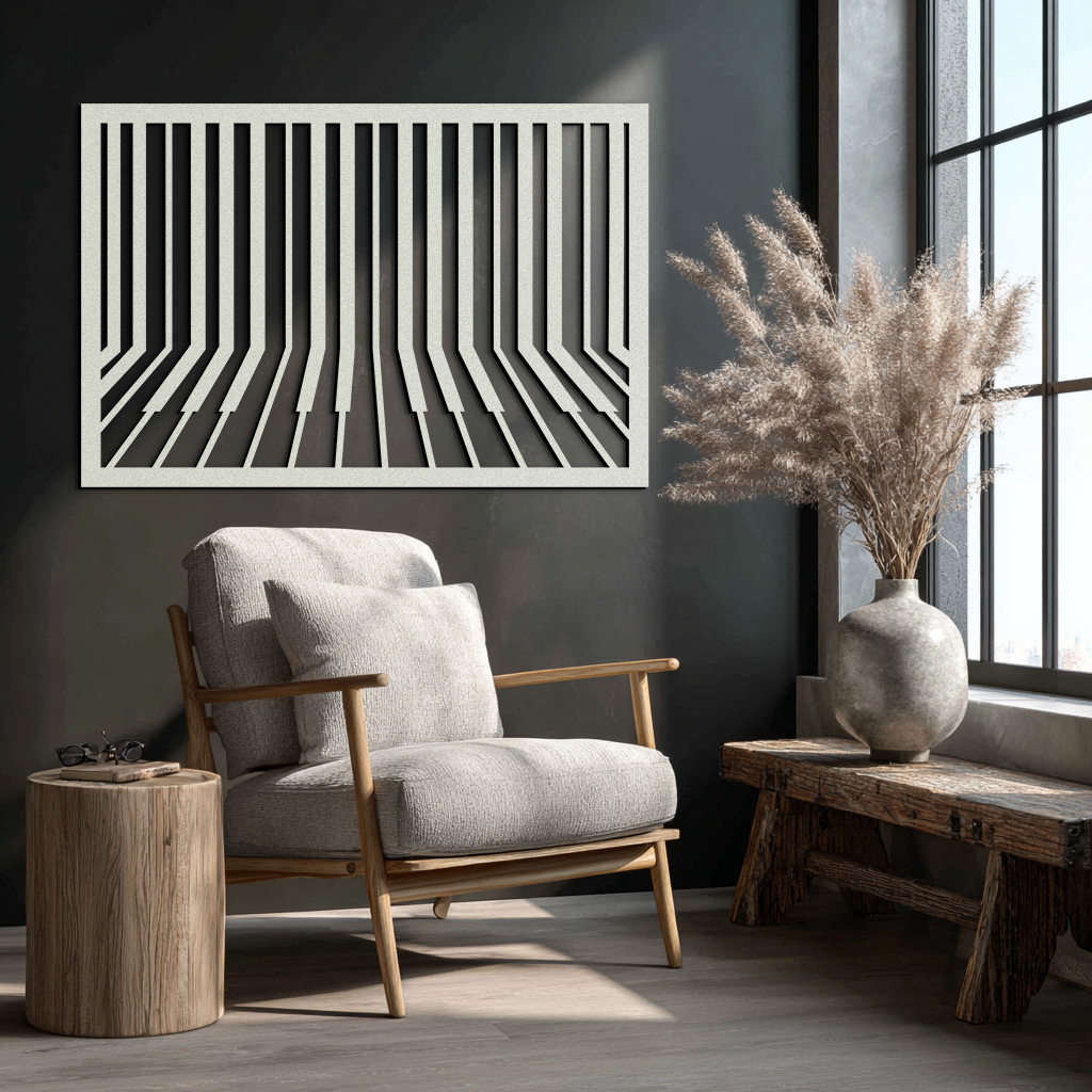 Geometric Piano Keys Metal Wall Art - Modern Music Decor- KAF189