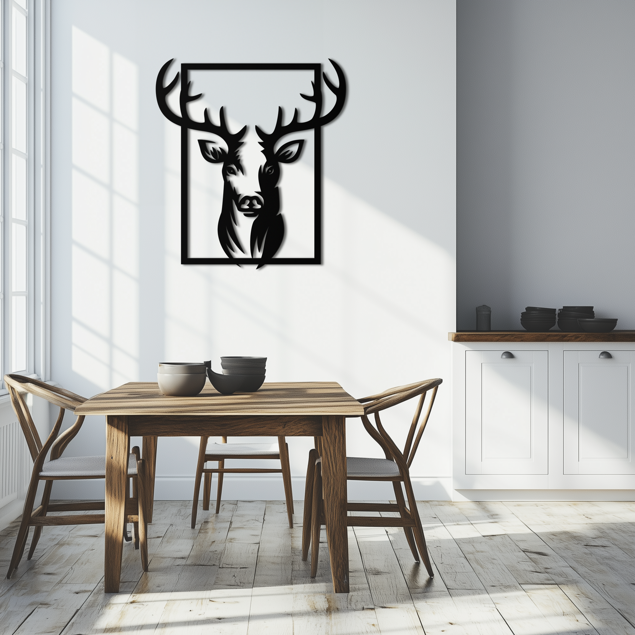 Majestic Deer Metal Wall Art - Nature-Inspired Minimalist Decor- KAF190