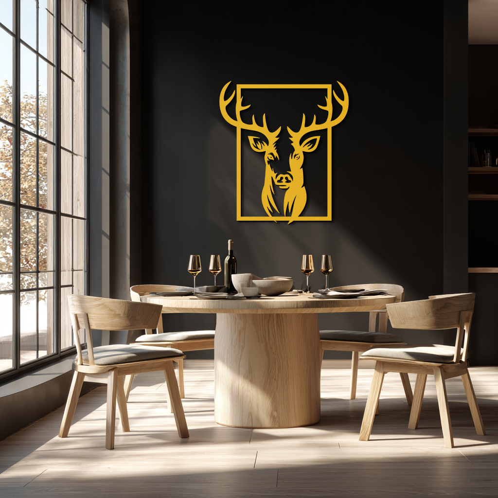 Majestic Deer Metal Wall Art - Nature-Inspired Minimalist Decor- KAF190