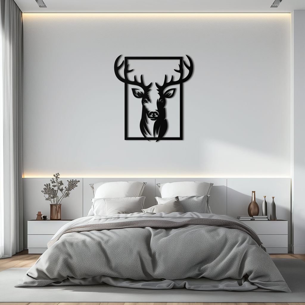 Majestic Deer Metal Wall Art - Nature-Inspired Minimalist Decor- KAF190