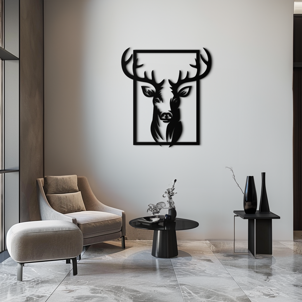 Majestic Deer Metal Wall Art - Nature-Inspired Minimalist Decor- KAF190