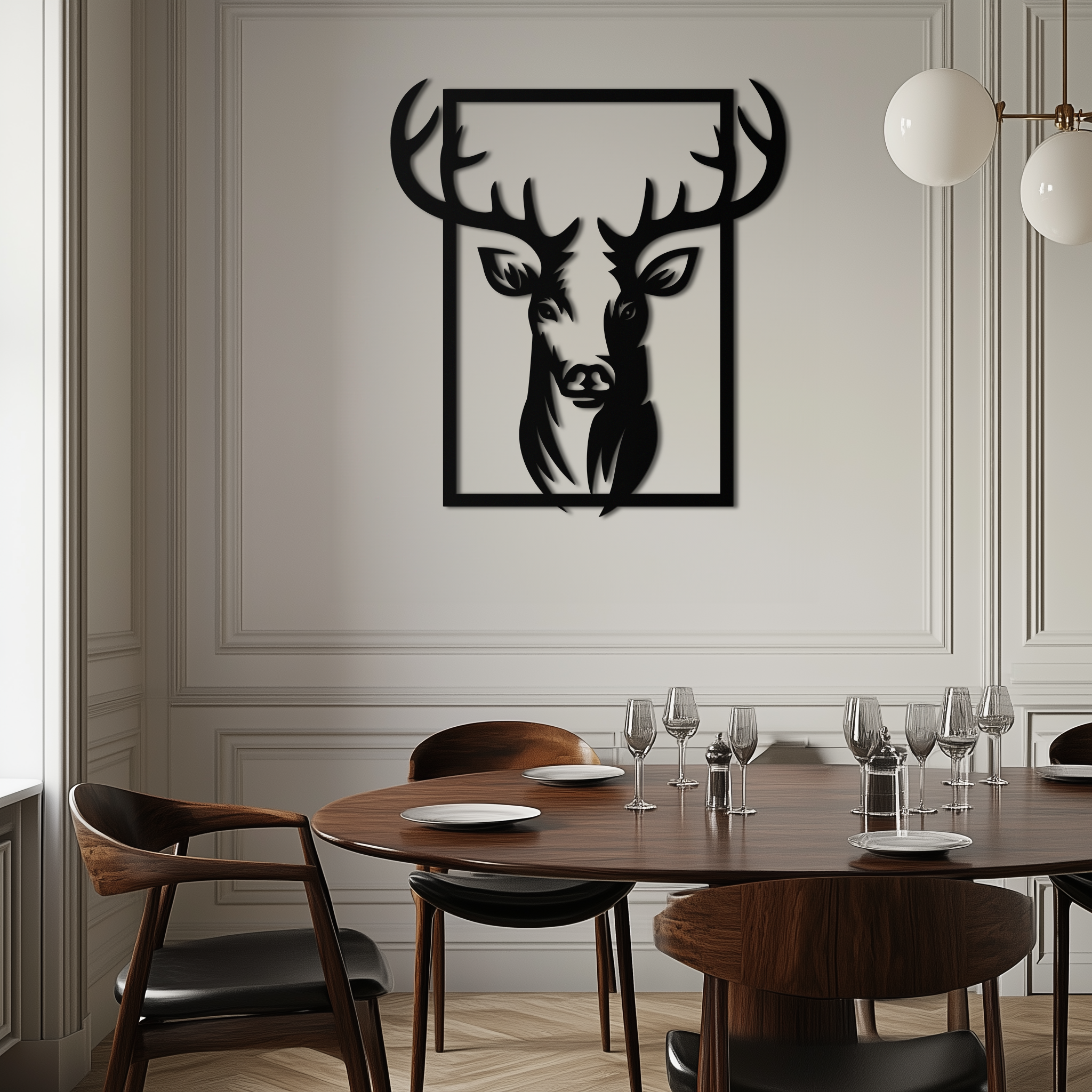 Majestic Deer Metal Wall Art - Nature-Inspired Minimalist Decor- KAF190