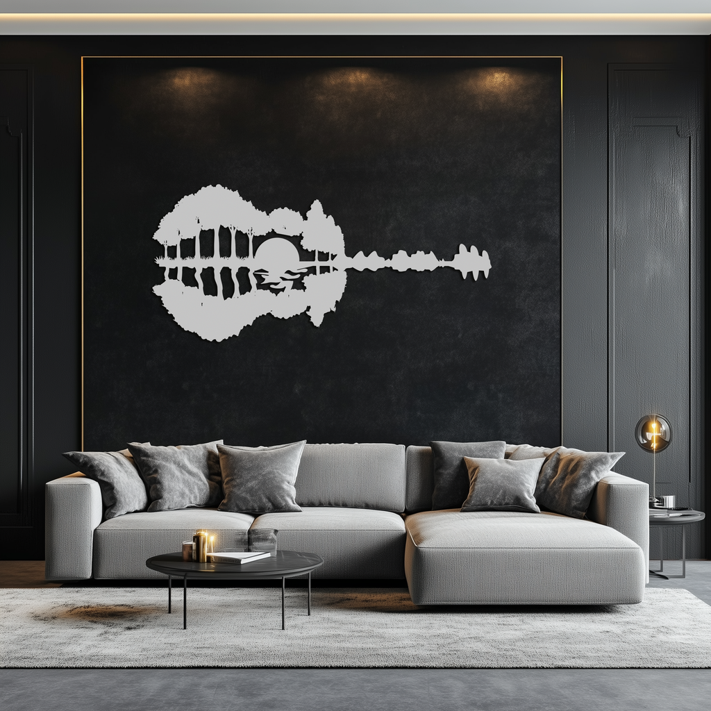 Guitar Landscape Metal Wall Art – Music & Nature Fusion - KAF191