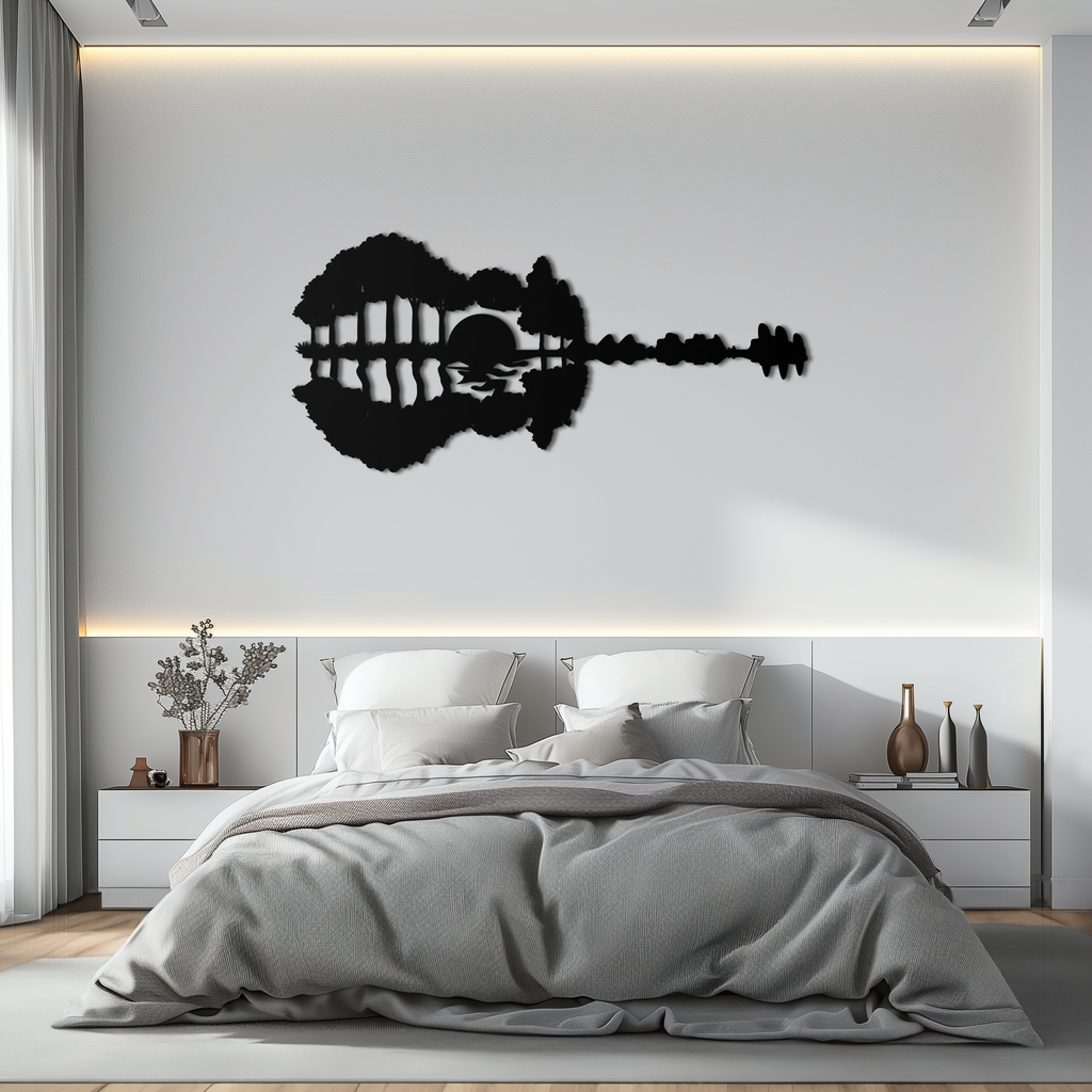 Guitar Landscape Metal Wall Art – Music & Nature Fusion - KAF191