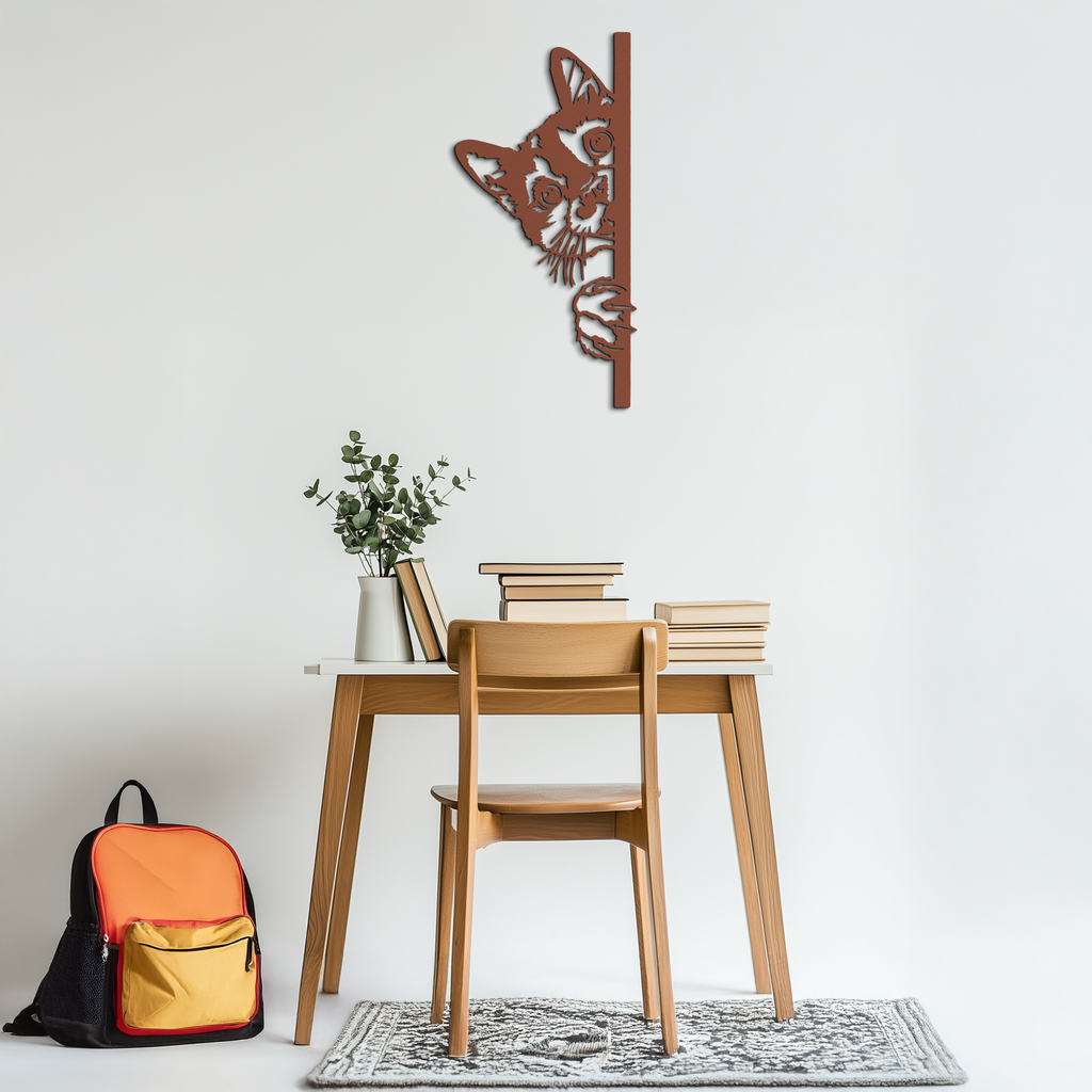 Peeking Cat Metal Wall Art – Cute Kitty Home Decor - KAF193