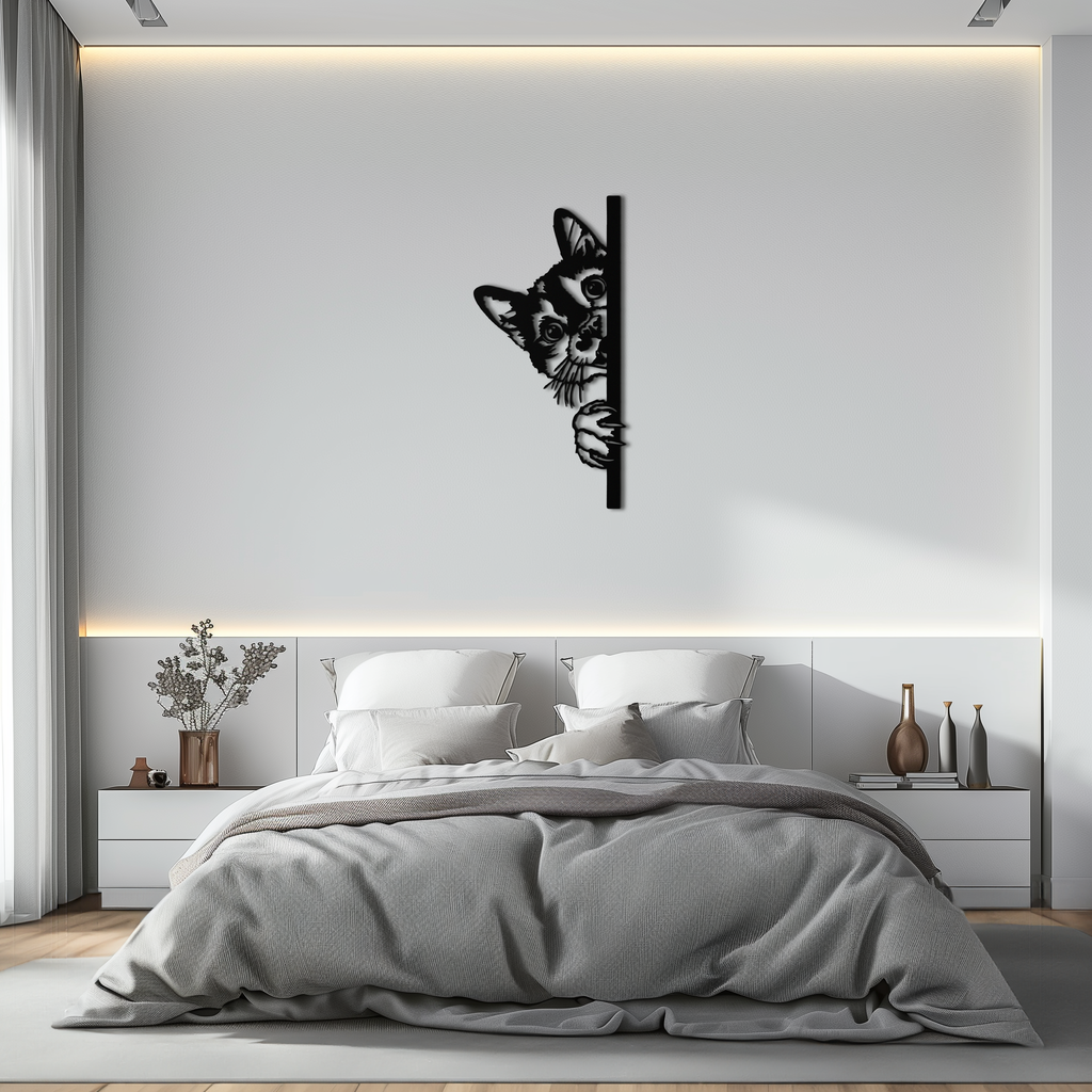 Peeking Cat Metal Wall Art – Cute Kitty Home Decor - KAF193
