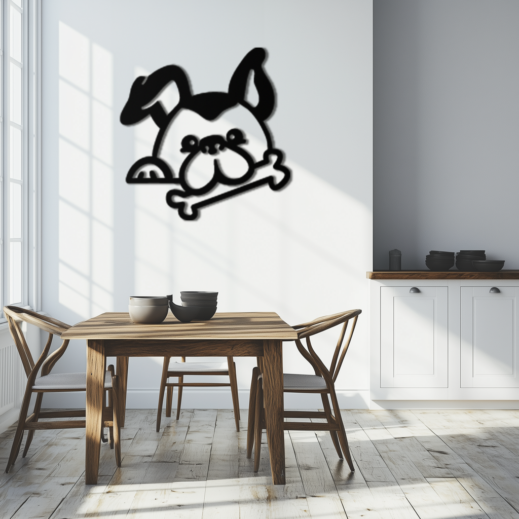 Bone-Holding Dog Metal Wall Art - Playful Pet Decor - KAF194