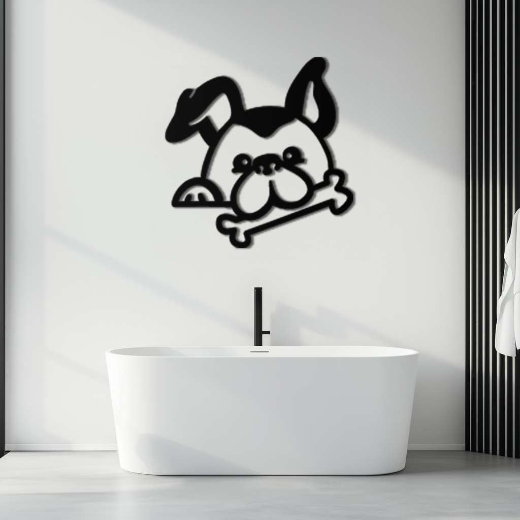 Bone-Holding Dog Metal Wall Art - Playful Pet Decor - KAF194