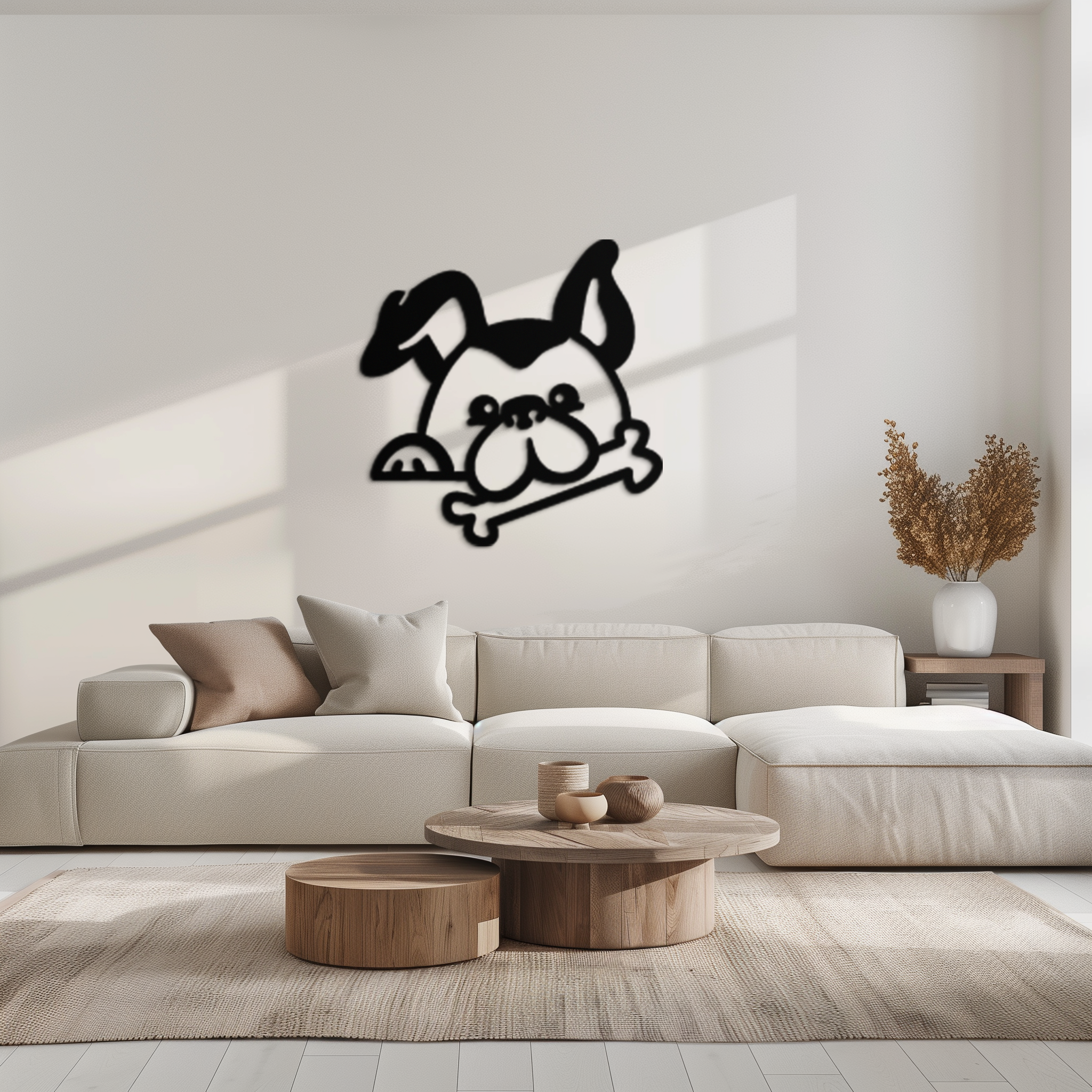 Bone-Holding Dog Metal Wall Art - Playful Pet Decor - KAF194