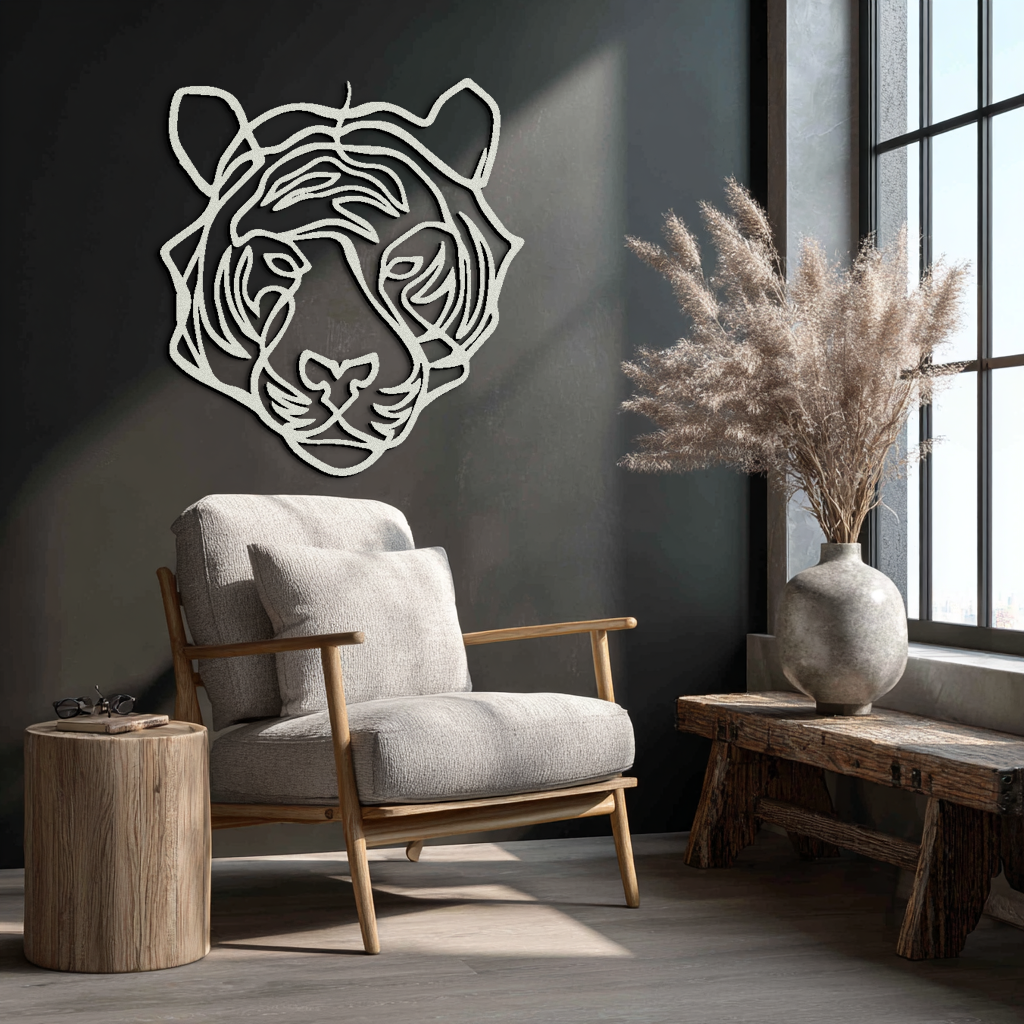 Geometric Tiger Metal Wall Art - Modern Minimalist Decor - KAF207