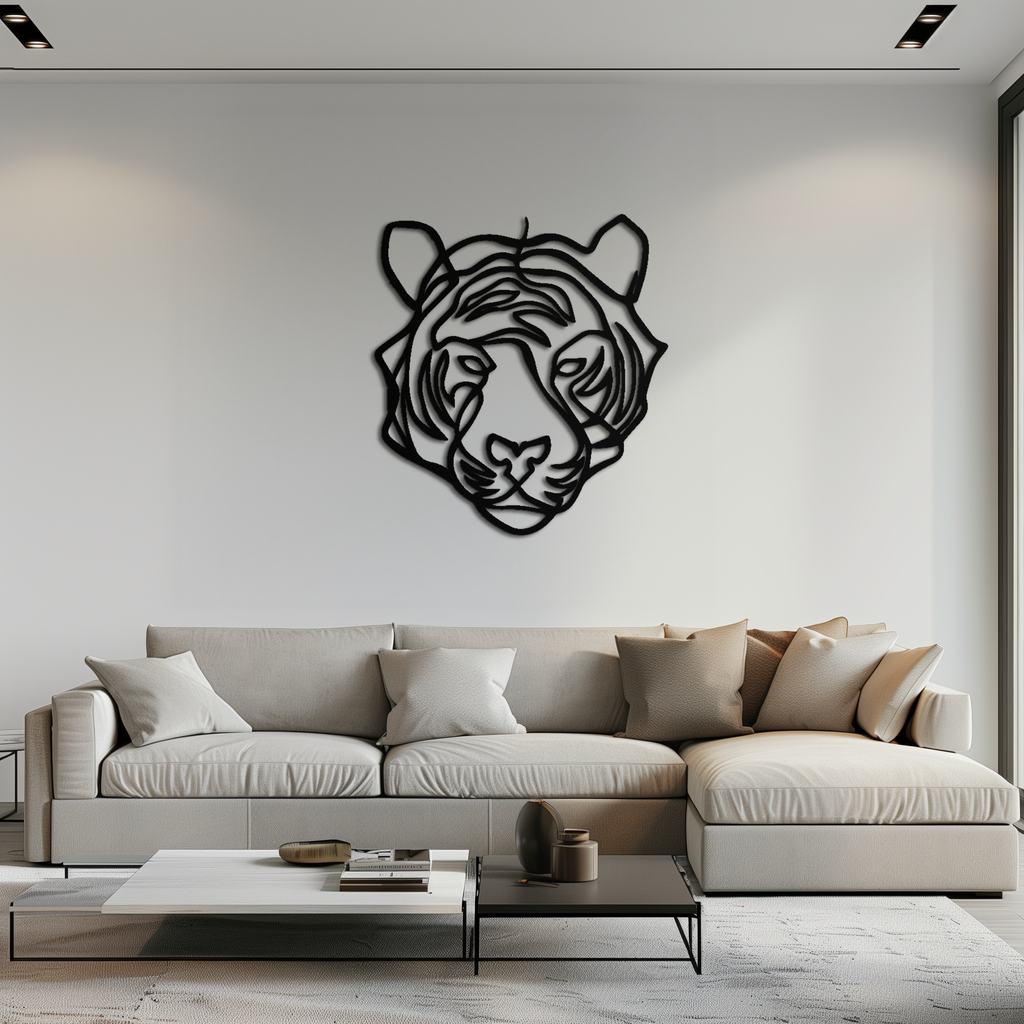 Geometric Tiger Metal Wall Art - Modern Minimalist Decor - KAF207