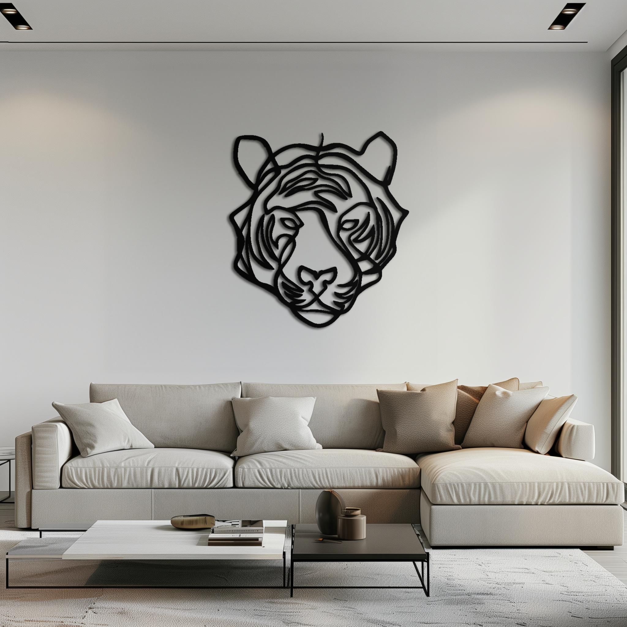 Geometric Tiger Metal Wall Art - Modern Minimalist Decor - KAF207