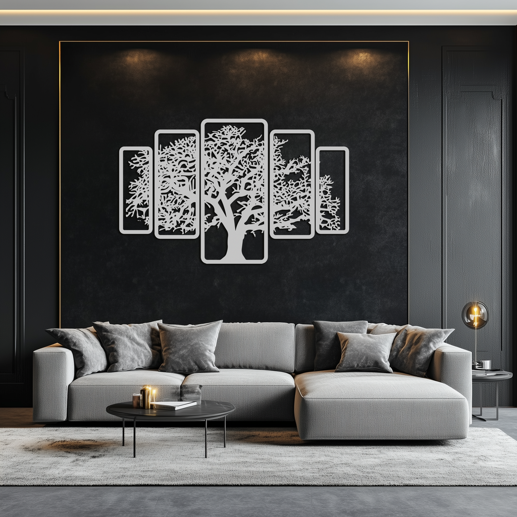 Multi-Panel Tree Metal Wall Art – Nature-Inspired Decor - KAF213
