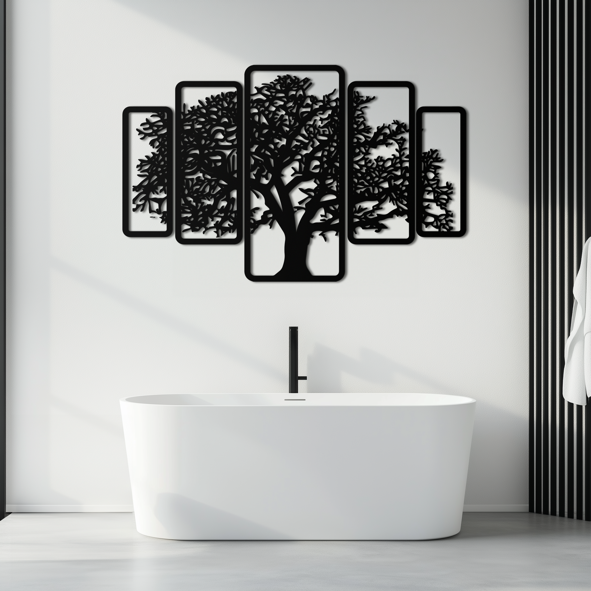 Multi-Panel Tree Metal Wall Art – Nature-Inspired Decor - KAF213