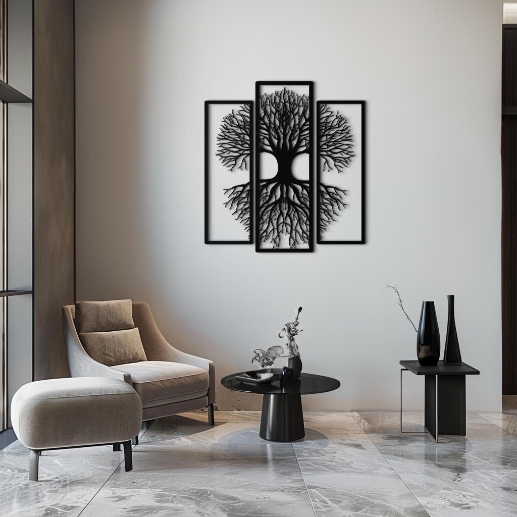 Tree of Life Metal Wall Art – 3-Panel Nature Decor - KAF214