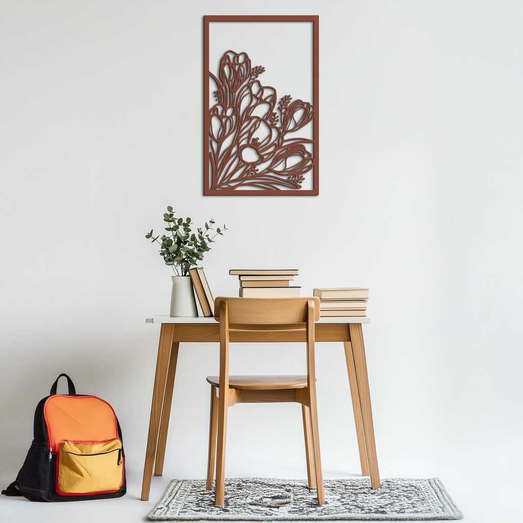 Floral Metal Wall Art – Elegant Botanical Home Decor - KAF219