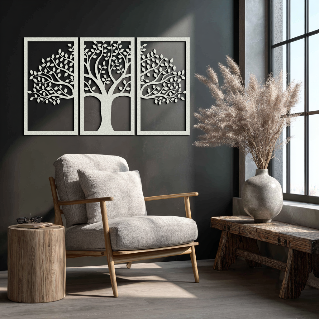 Tree of Life Metal Wall Art – 3-Panel Nature Decor - KAF221