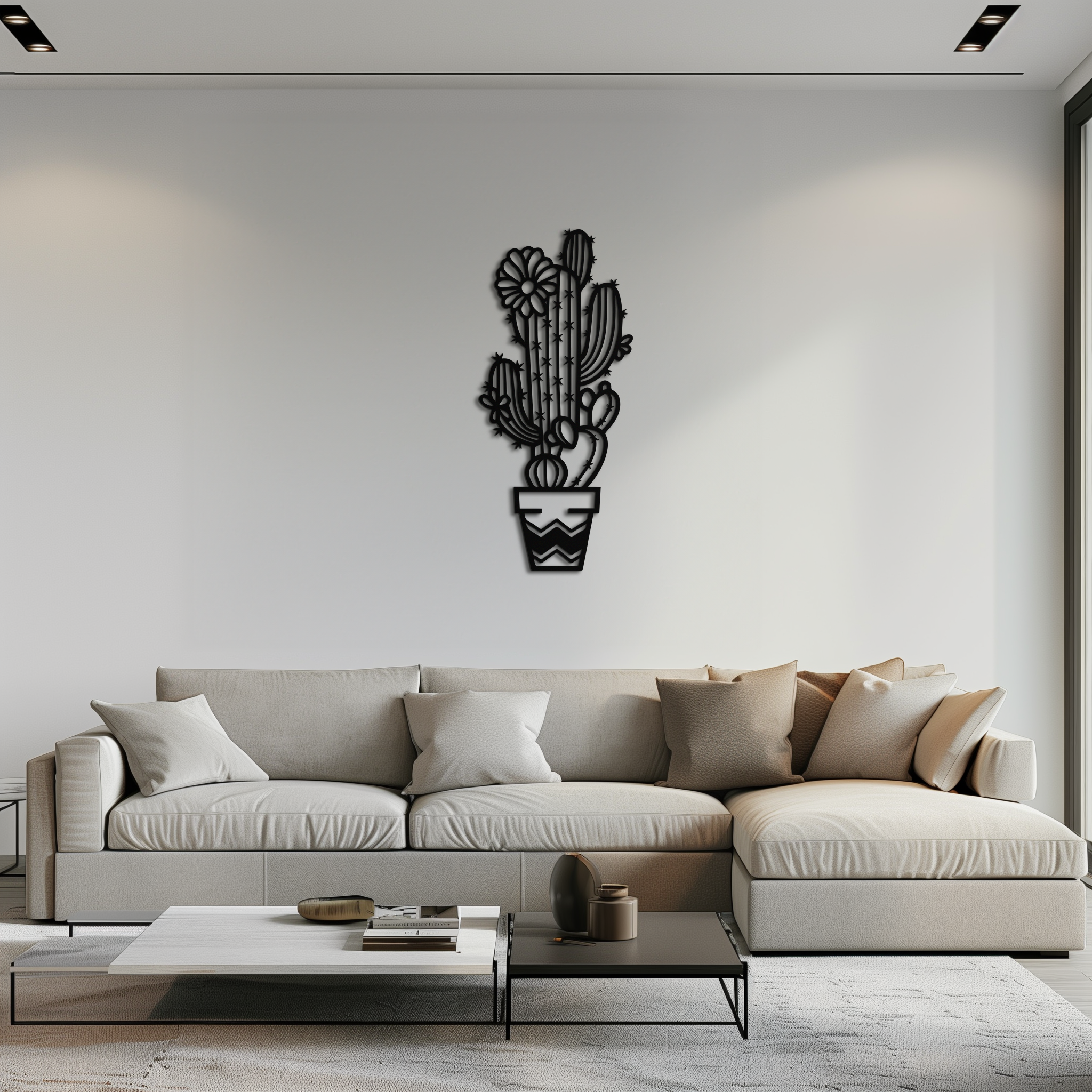 Cactus Metal Wall Art - Modern Geometric Desert Decor - KAF224