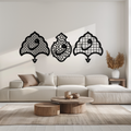 Vav Calligraphy Metal Wall Art - Set of Three Elegant Islamic Designs - KAF243