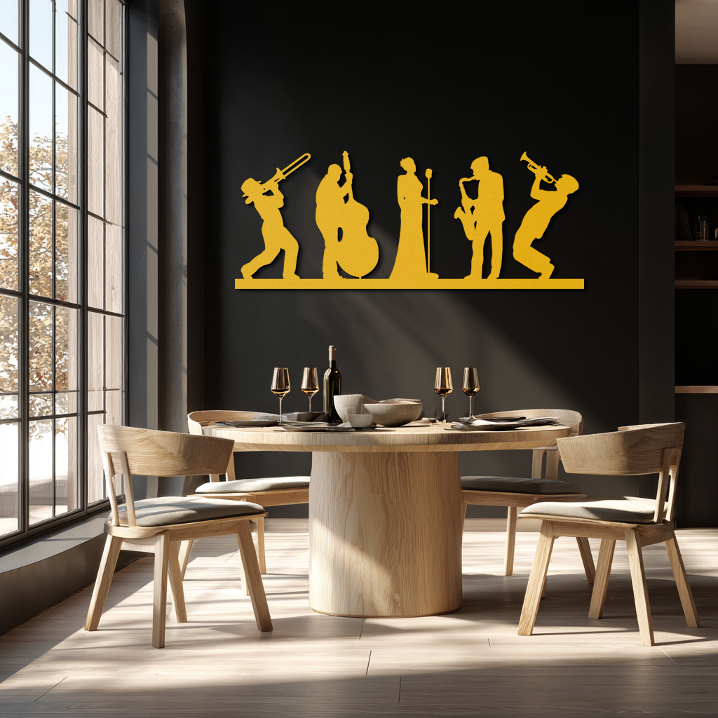 Jazz Band Metal Wall Art - Modern Musician Silhouette Decor- KAF254