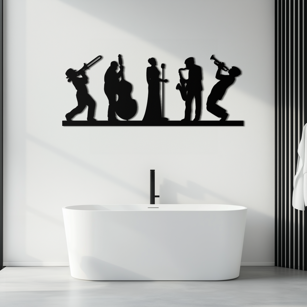 Jazz Band Metal Wall Art - Modern Musician Silhouette Decor- KAF254