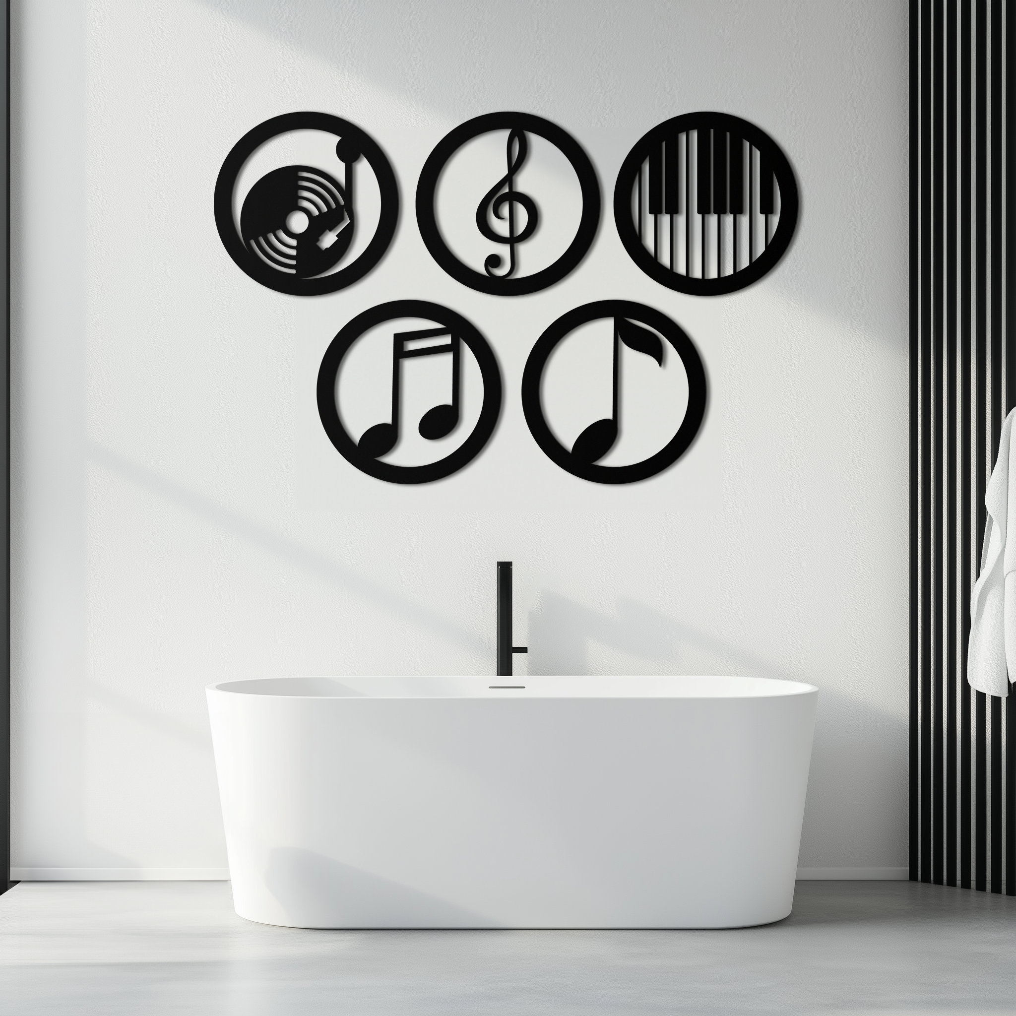 Music Notes & Instruments Wall Art - Modern Metal Music Decor- KAF257