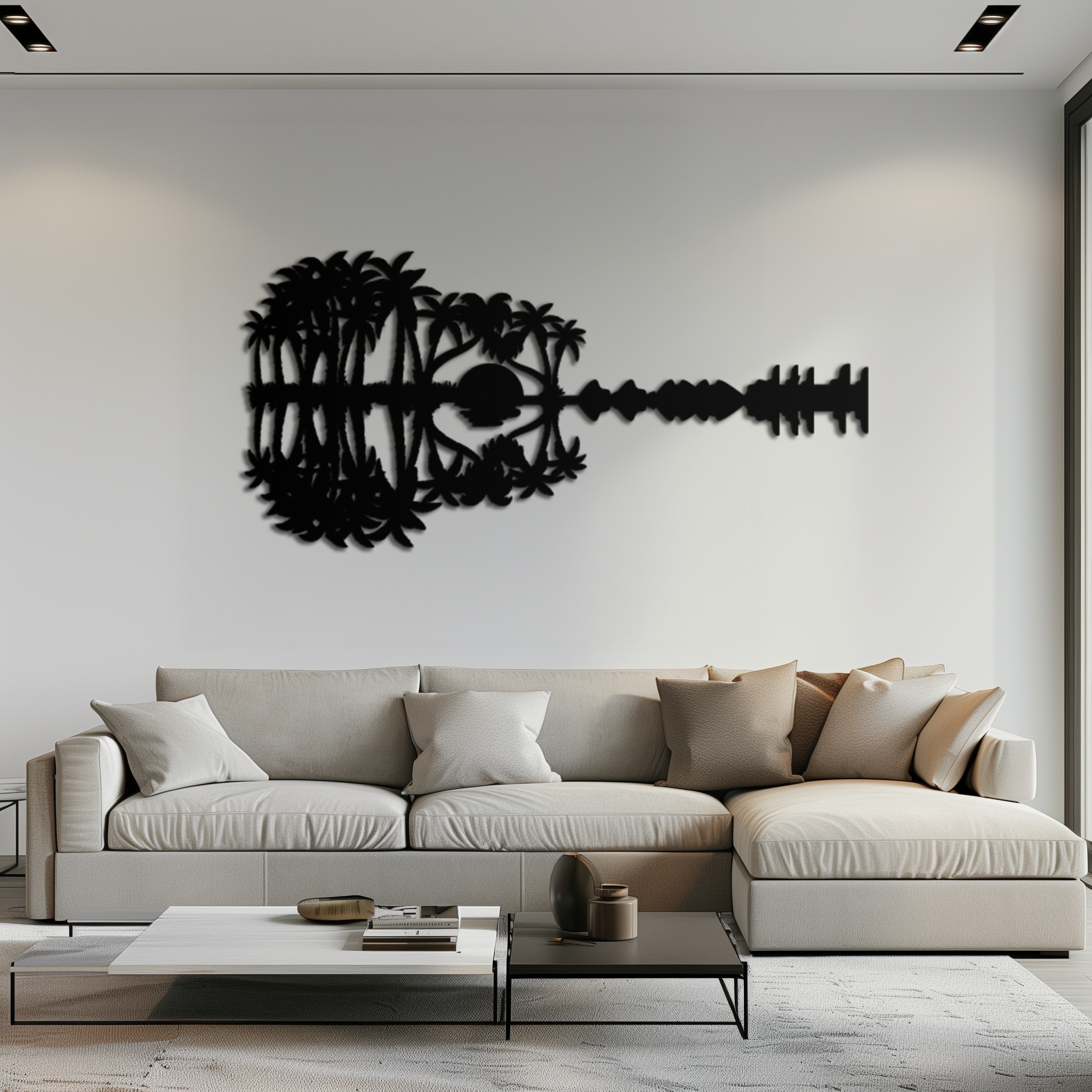 Sunset Guitar Metal Wall Art - Nature-Inspired Music Decor- KAF261