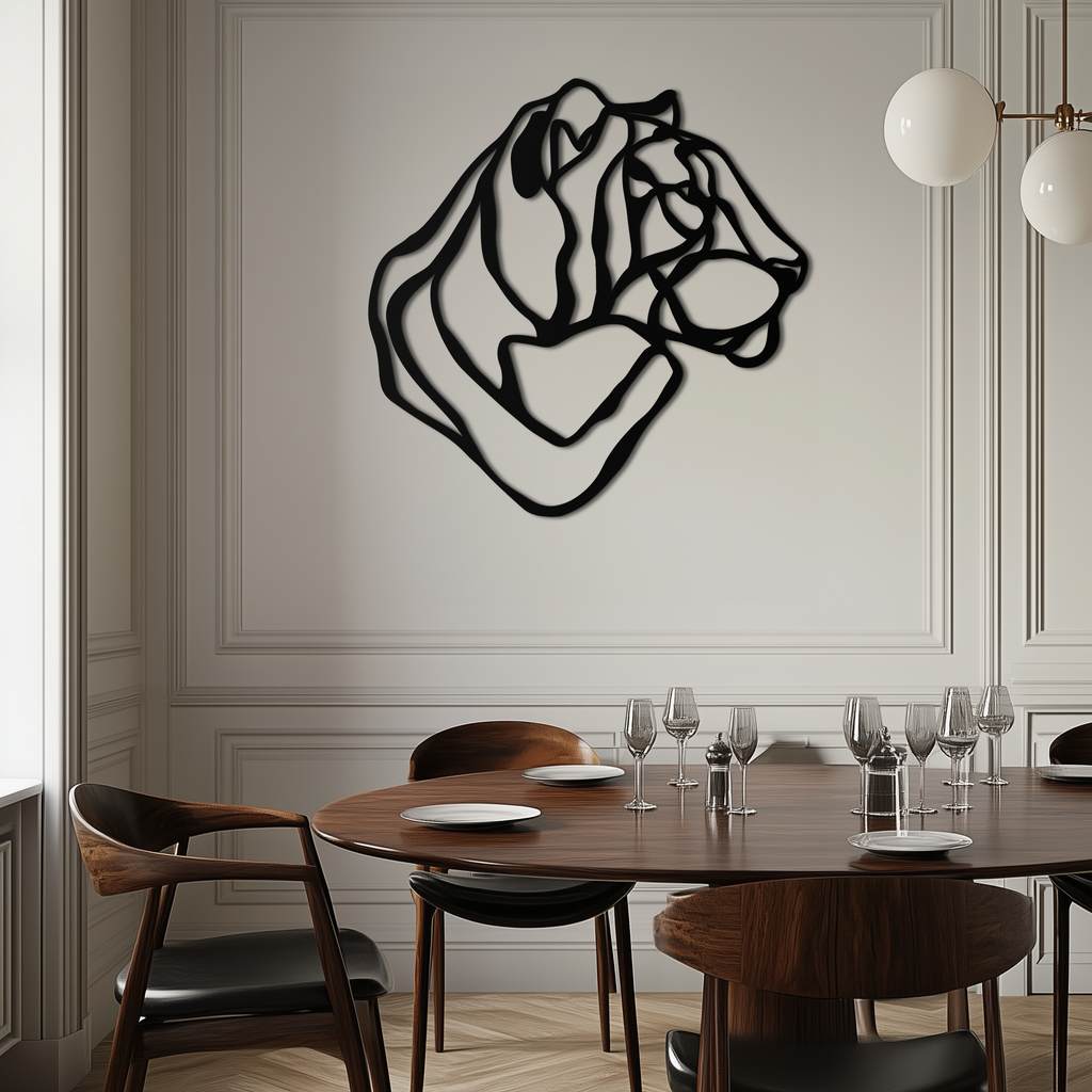 Line Lion Metal Wall Art - Modern Abstract Animal Decor- KAF264
