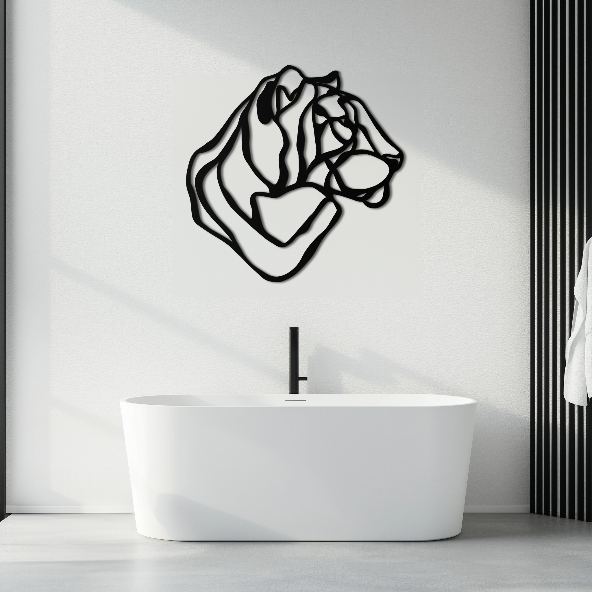Line Lion Metal Wall Art - Modern Abstract Animal Decor- KAF264