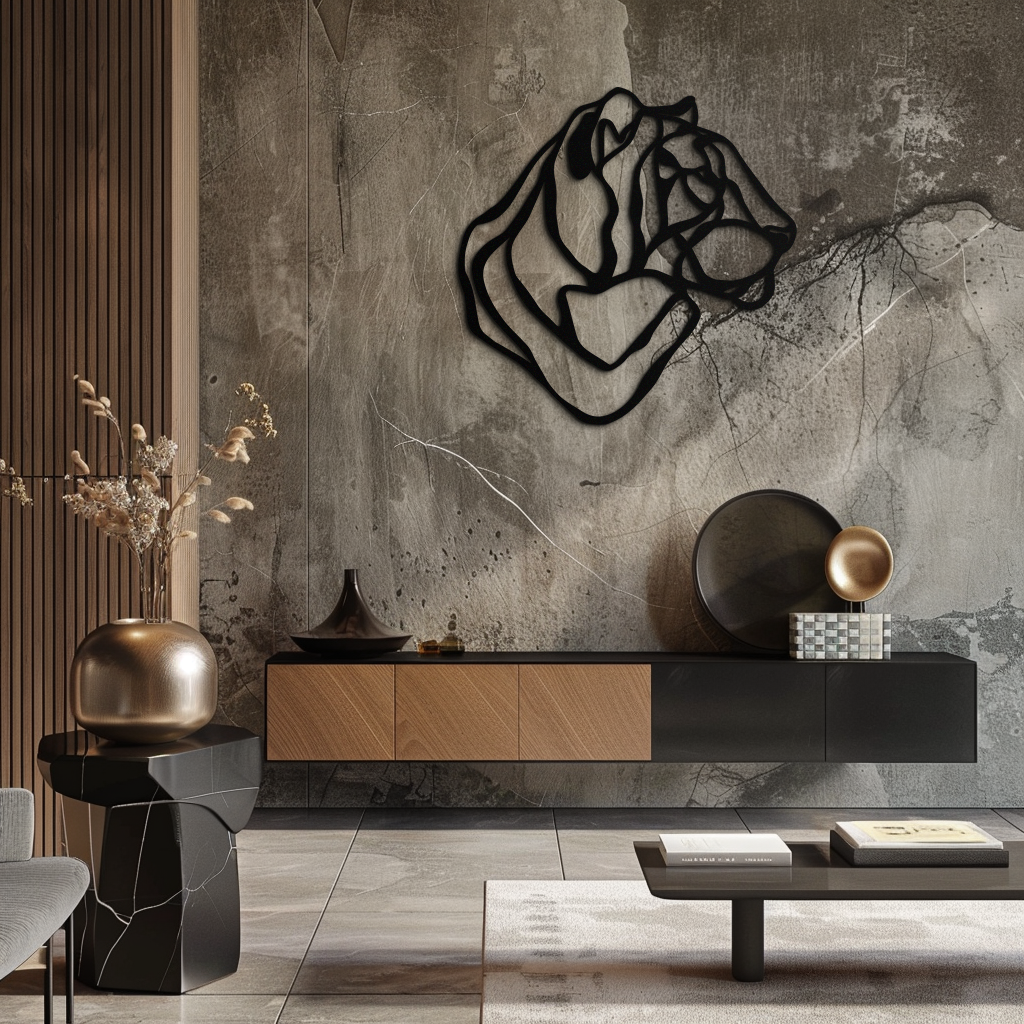 Line Lion Metal Wall Art - Modern Abstract Animal Decor- KAF264