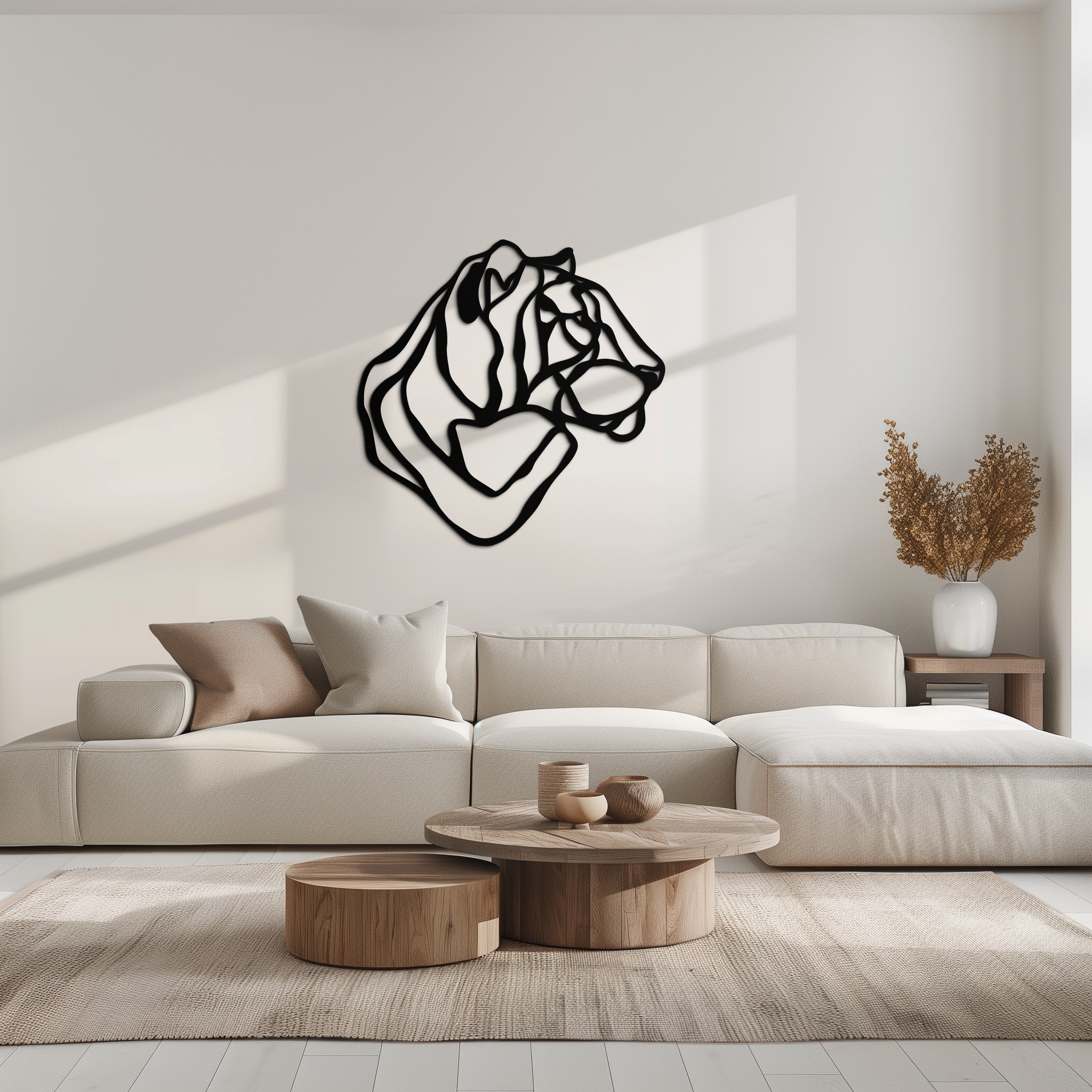 Line Lion Metal Wall Art - Modern Abstract Animal Decor- KAF264