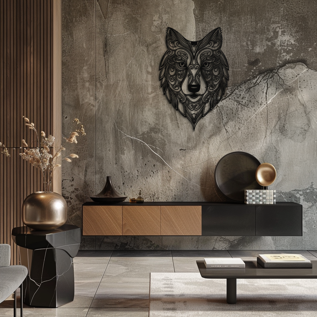 Mandala Wolf Metal Wall Art - Boho Animal Wall Decor - KAF272