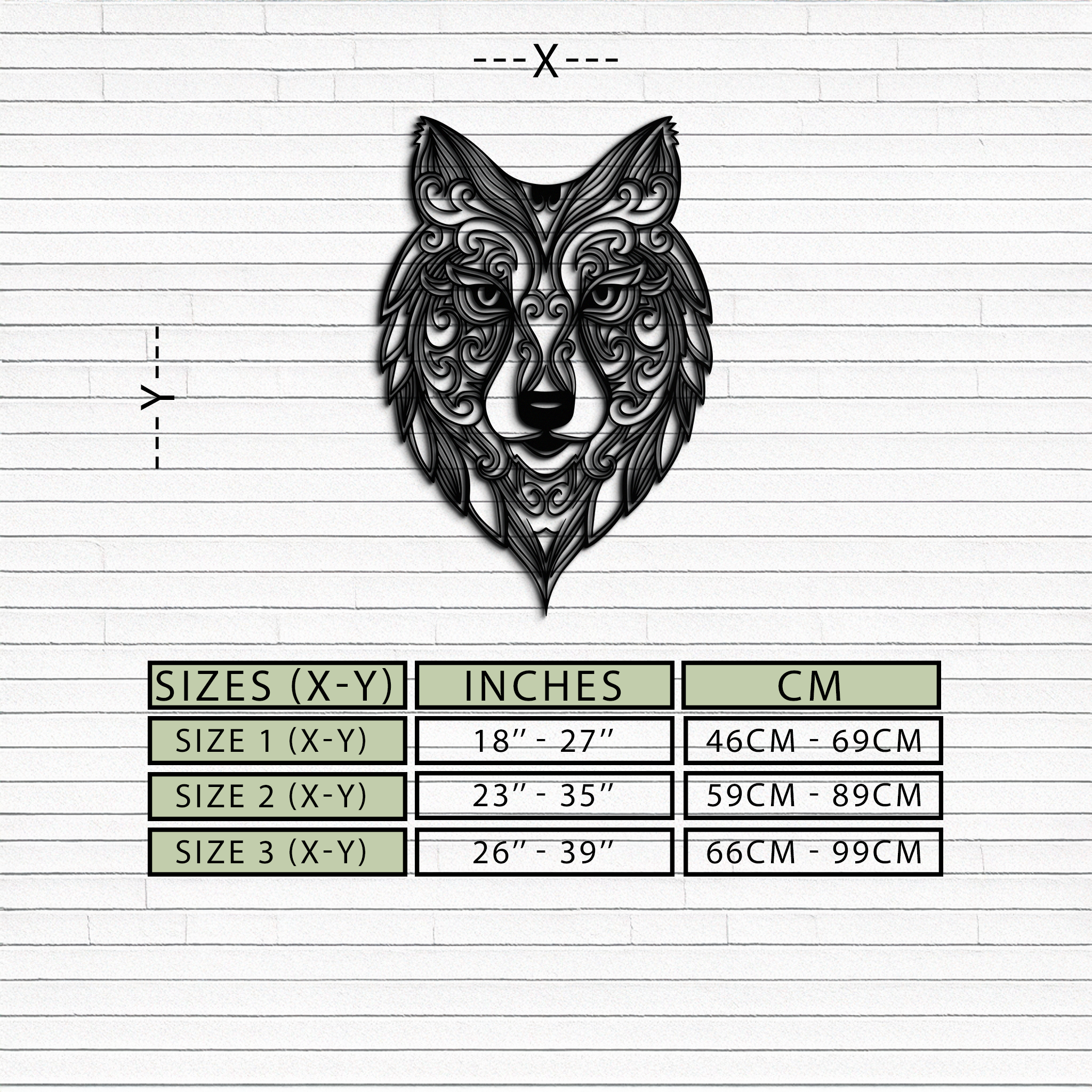 Mandala Wolf Metal Wall Art - Boho Animal Wall Decor - KAF272