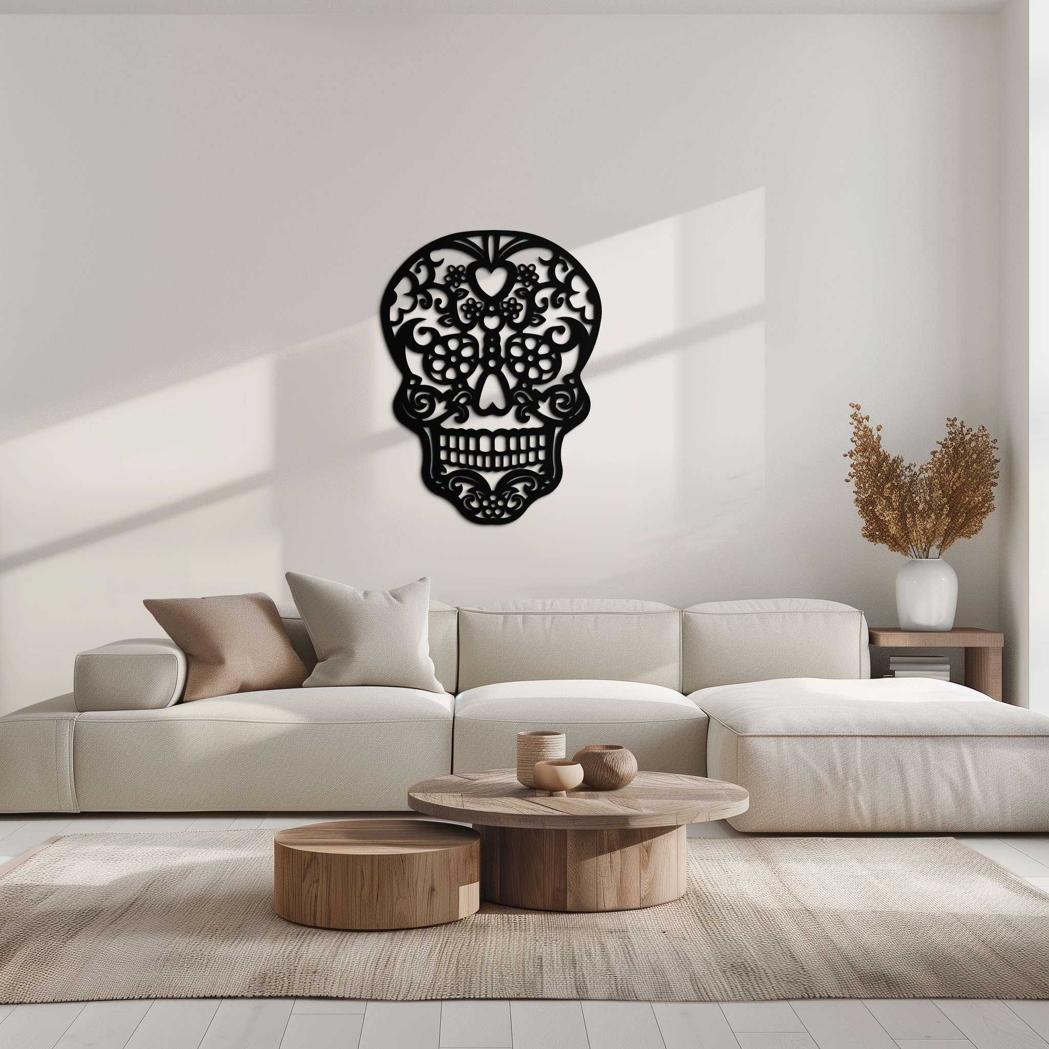 Halloween Skull Metal Wall Art - Intricate Floral Skull Decor- KAF283