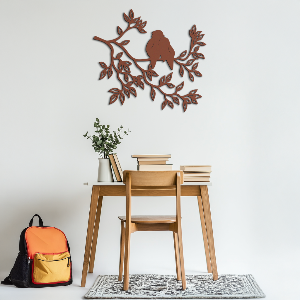 Love Birds Metal Wall Art - Romantic Silhouette Decor- KAF284