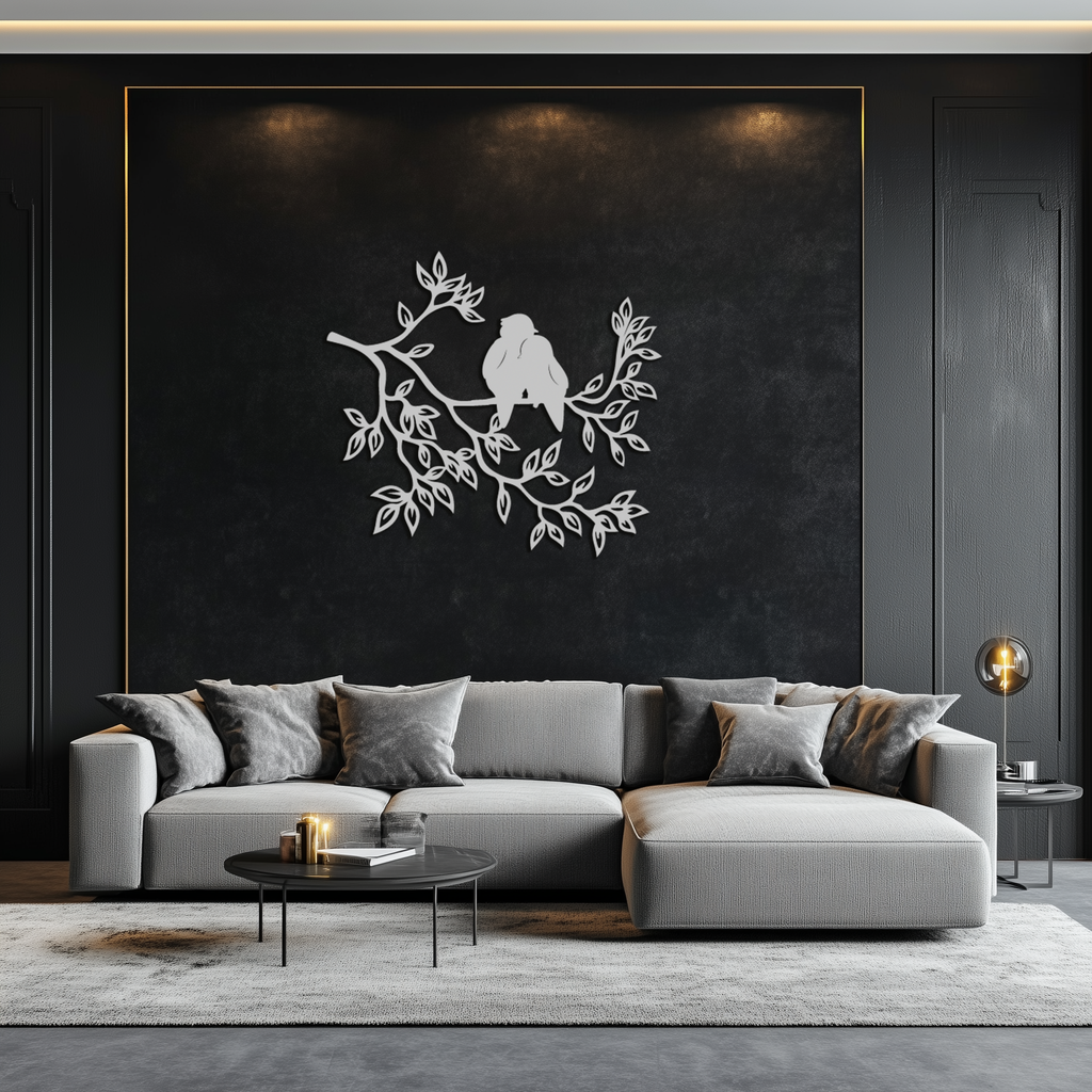 Love Birds Metal Wall Art - Romantic Silhouette Decor- KAF284