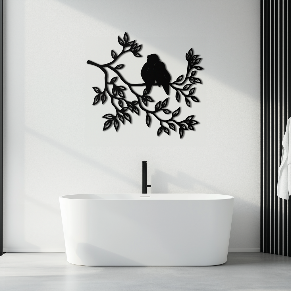 Love Birds Metal Wall Art - Romantic Silhouette Decor- KAF284