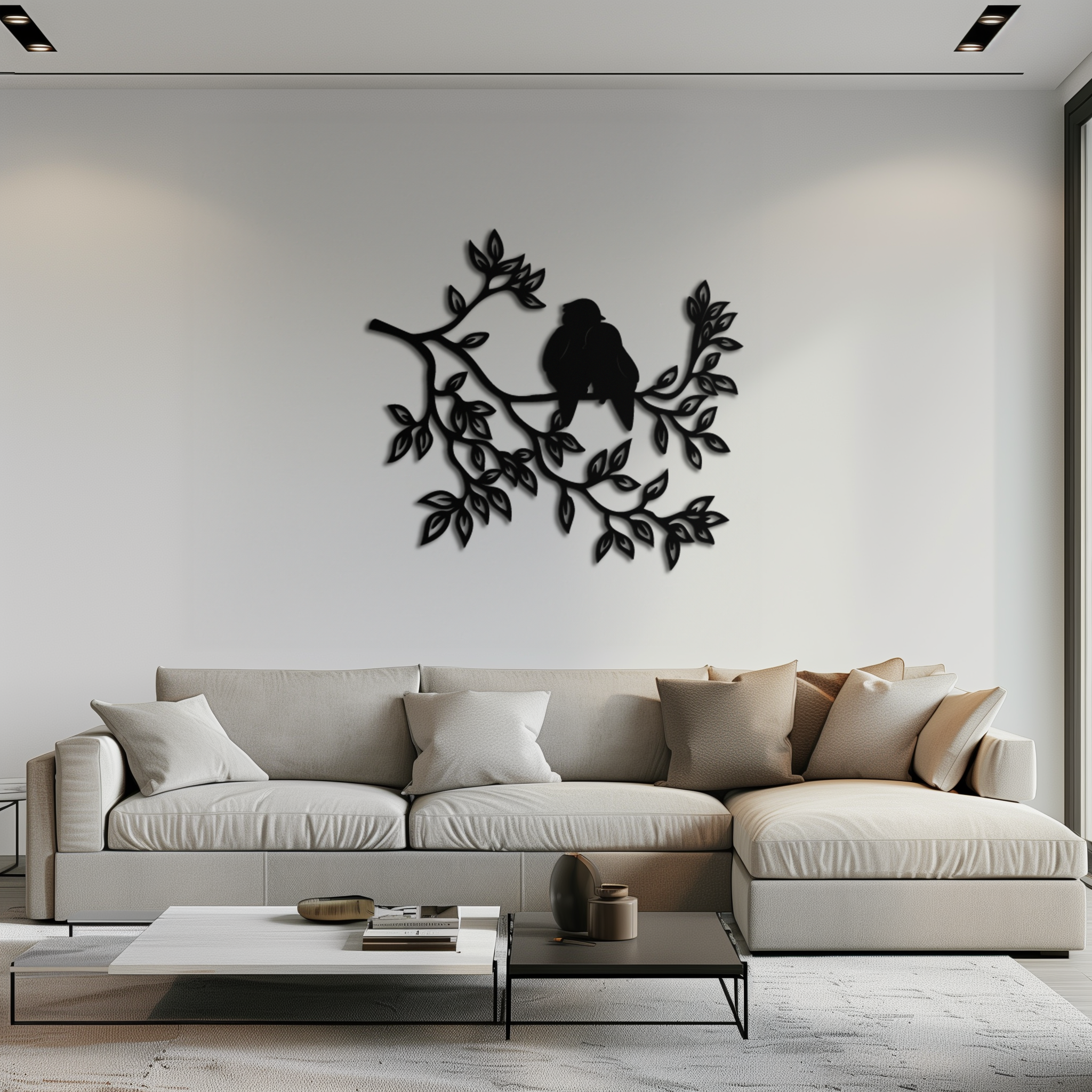 Love Birds Metal Wall Art - Romantic Silhouette Decor- KAF284