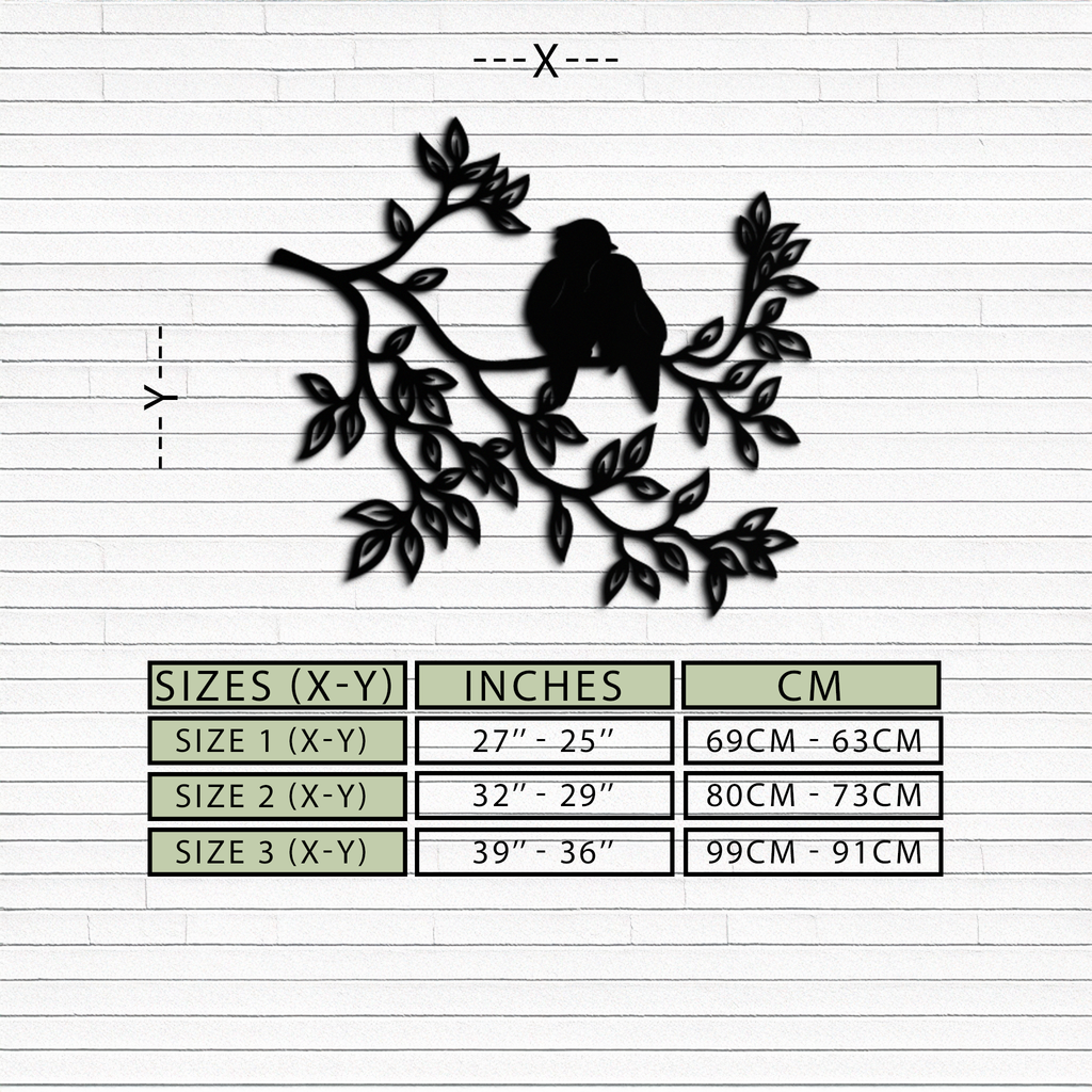 Love Birds Metal Wall Art - Romantic Silhouette Decor- KAF284