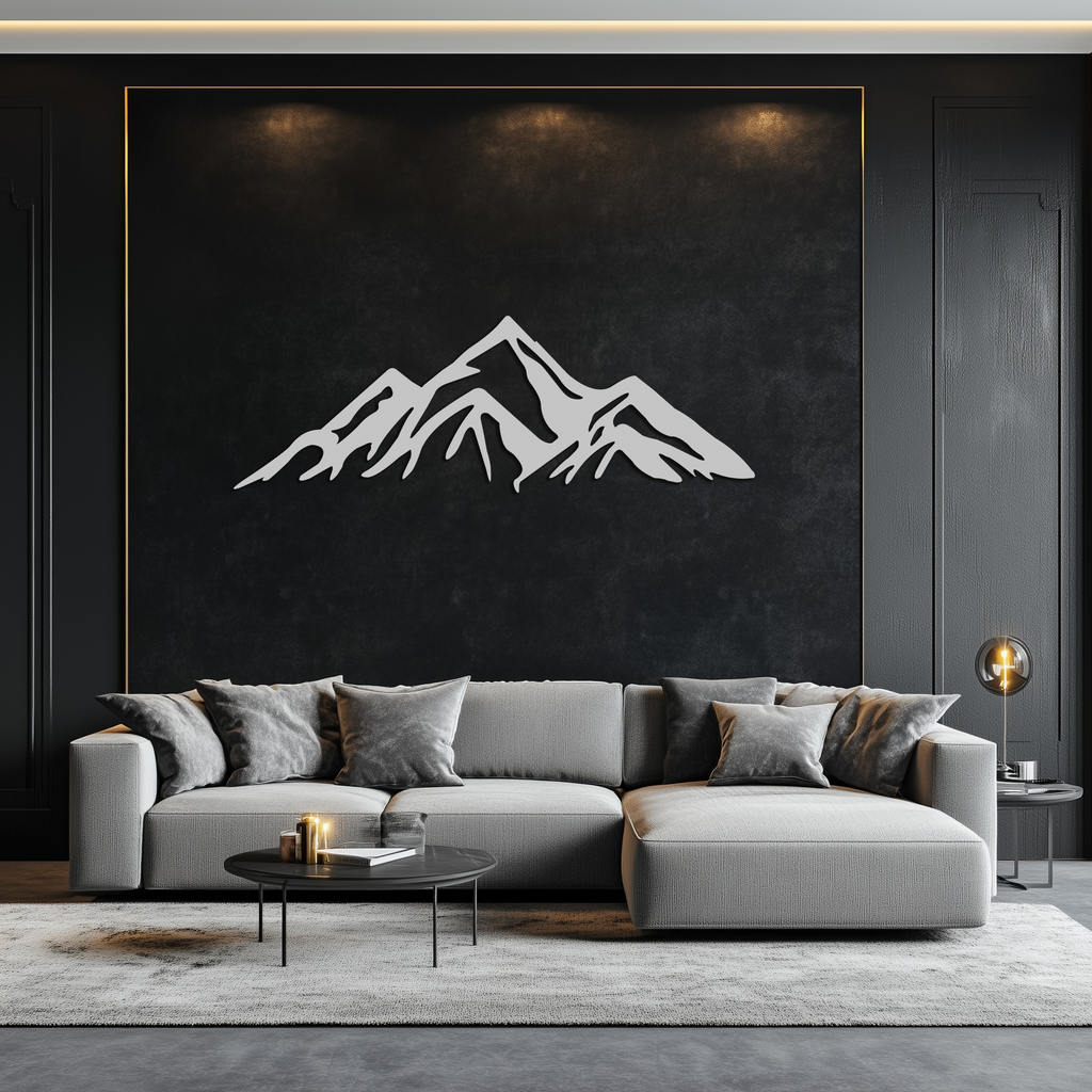 Mountain Metal Wall Art - Majestic Peak Silhouette Decor- KAF286