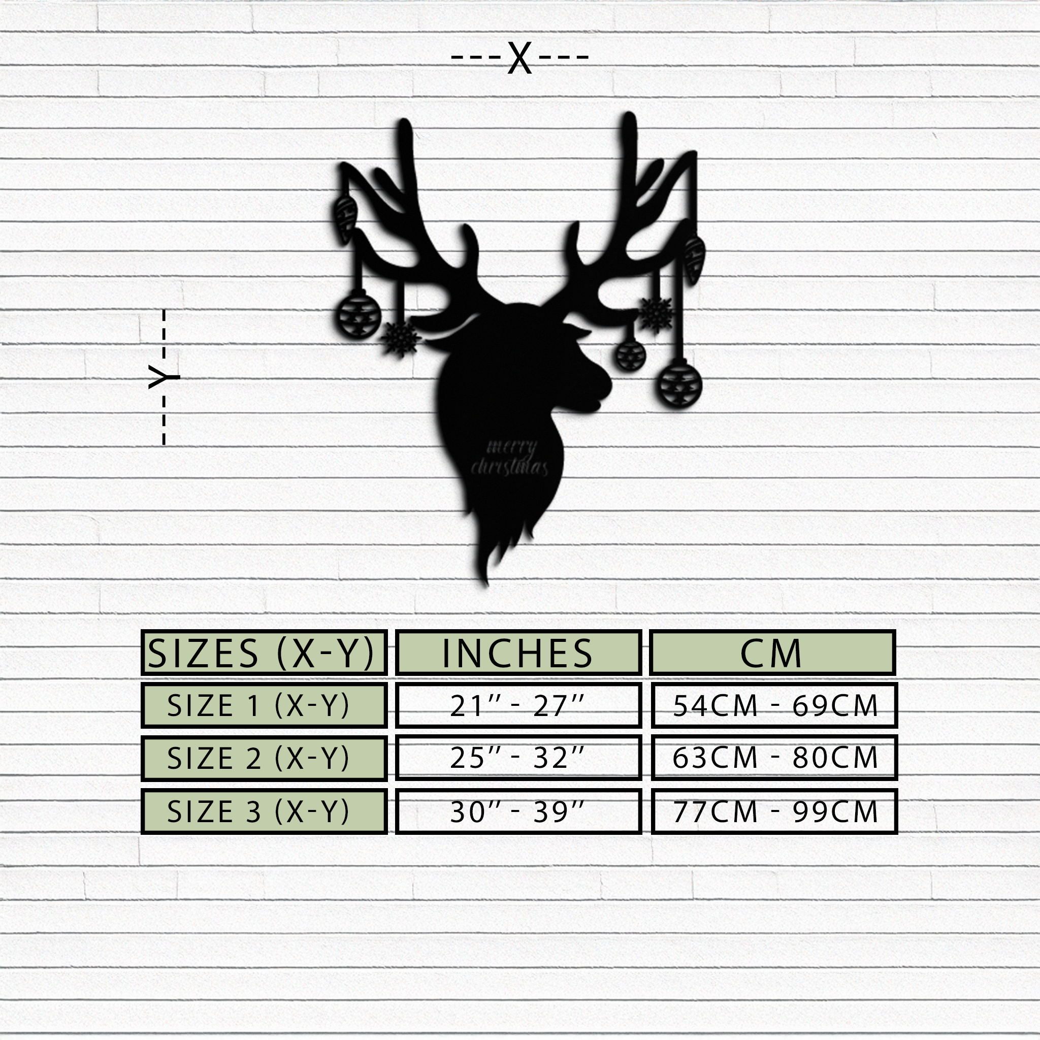 Reindeer Christmas Metal Wall Art - Festive Deer Decor with Ornaments- KAF295
