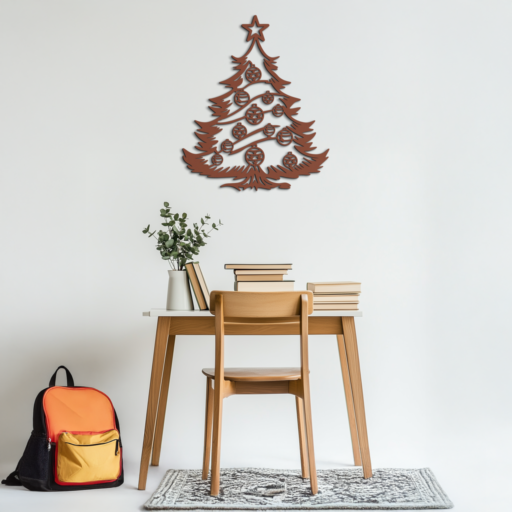 Christmas Tree Metal Wall Art - Festive Holiday Decoration- KAF296