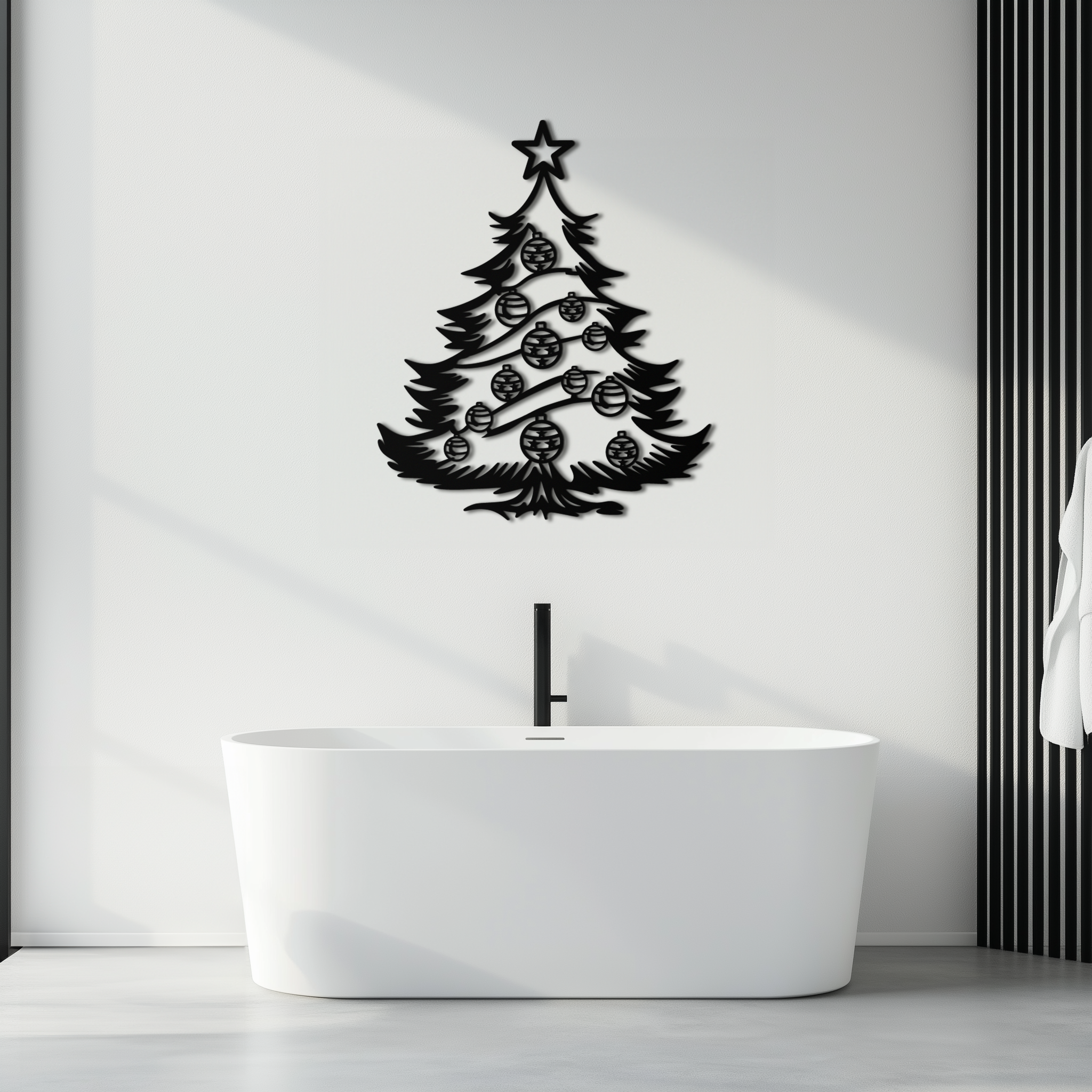 Christmas Tree Metal Wall Art - Festive Holiday Decoration- KAF296