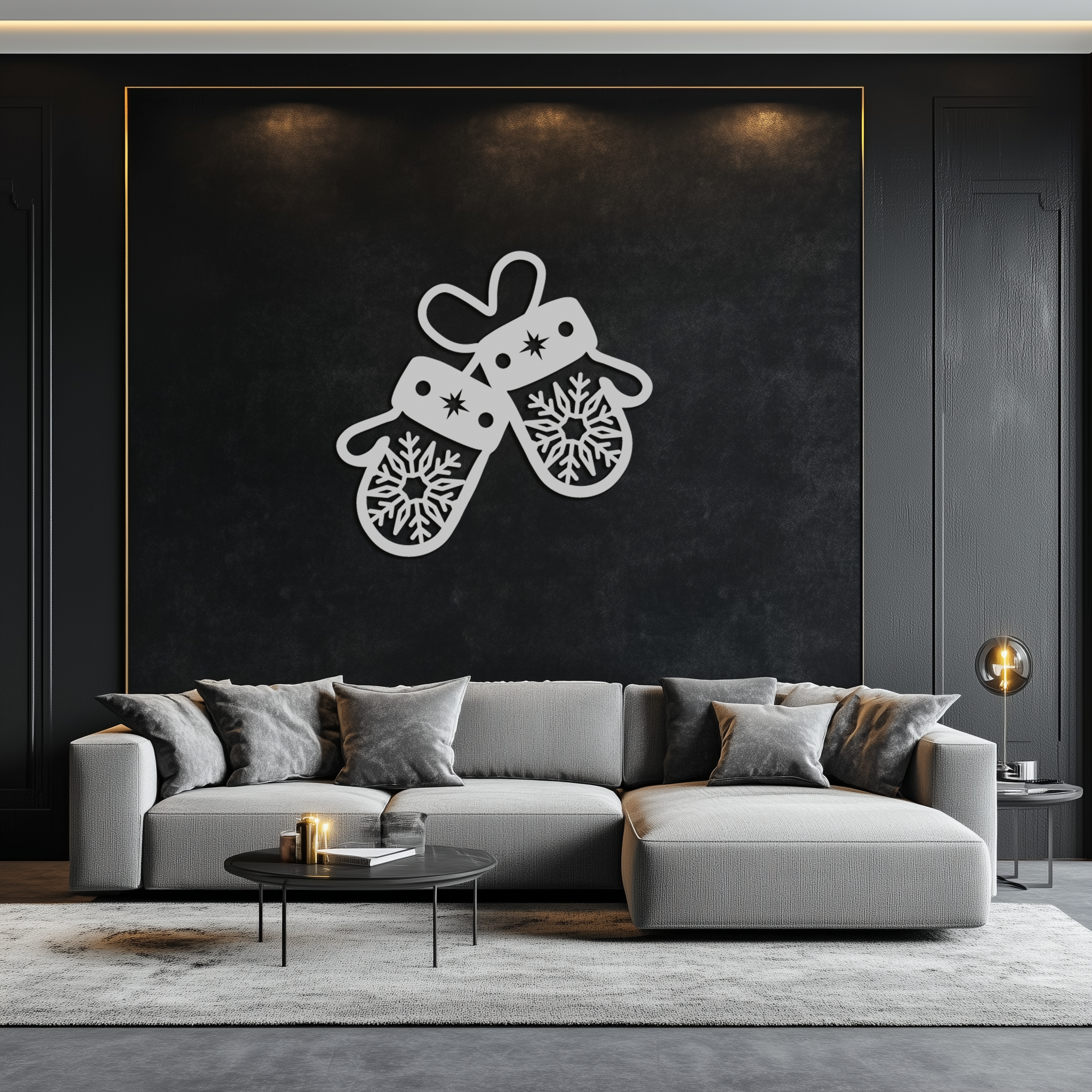 Winter Mittens Metal Wall Art - Cozy Snowflake Gloves Decor- KAF299